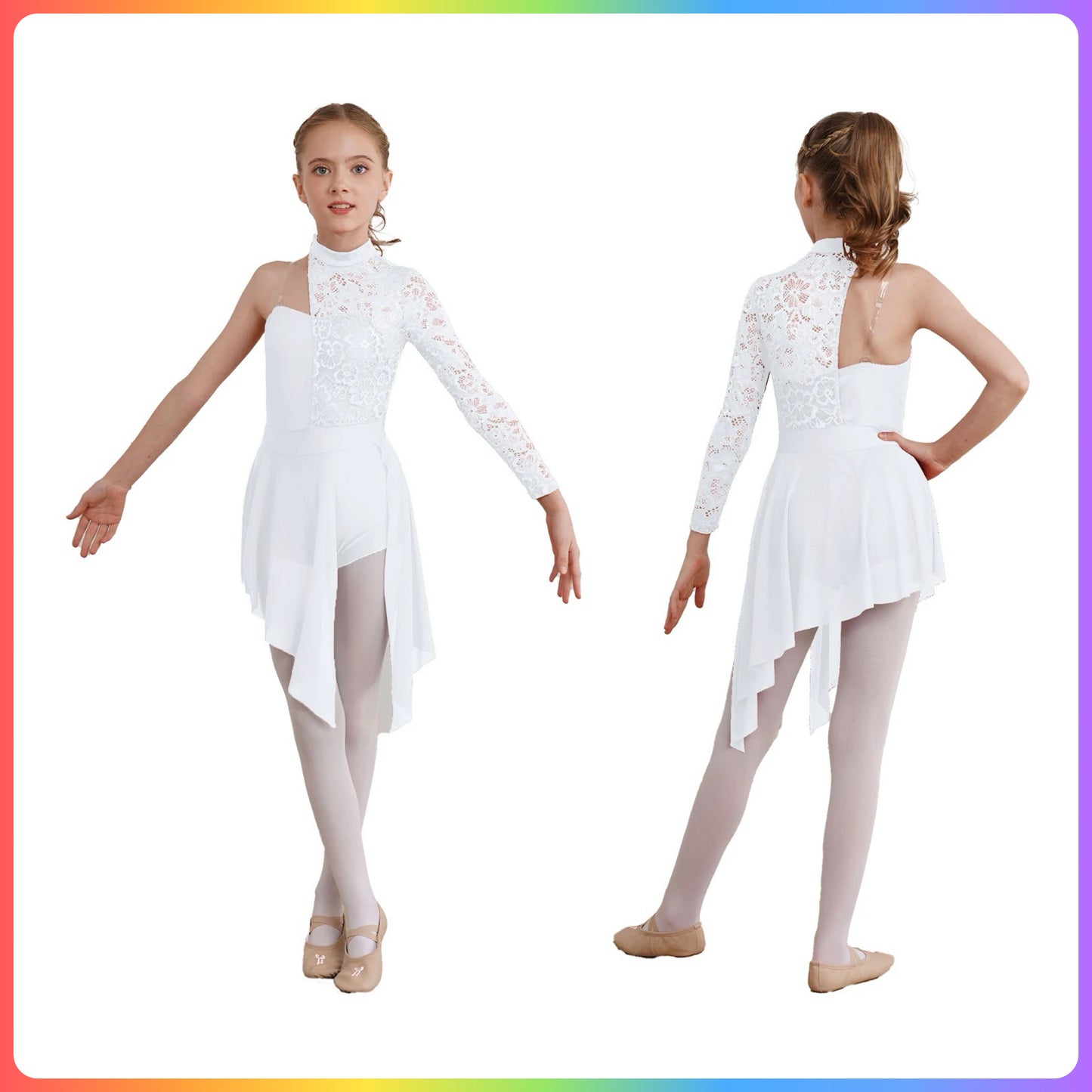 Girls Lace One Sleeve Lyrical / Contemporary Dance Costume