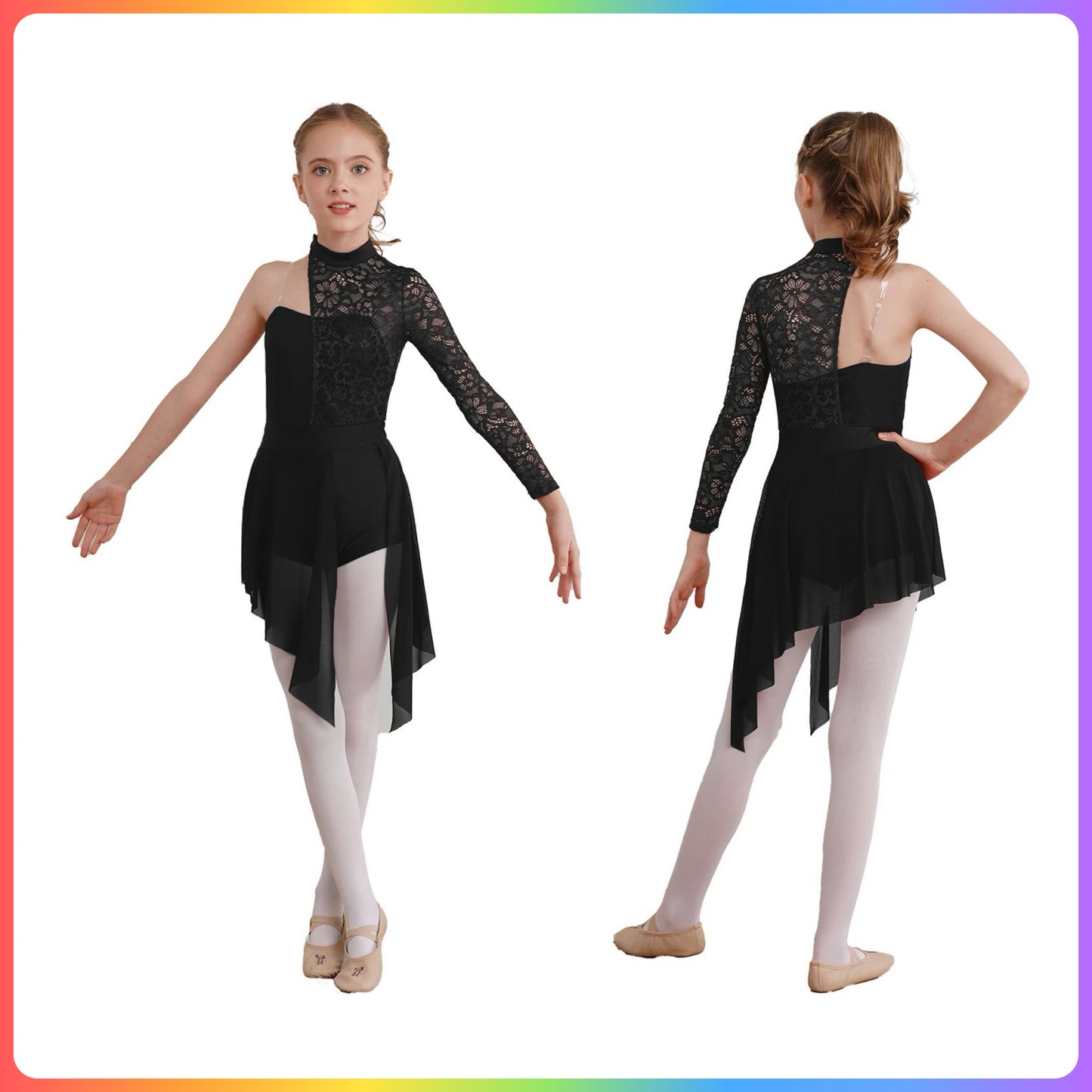 Girls Lace One Sleeve Lyrical / Contemporary Dance Costume
