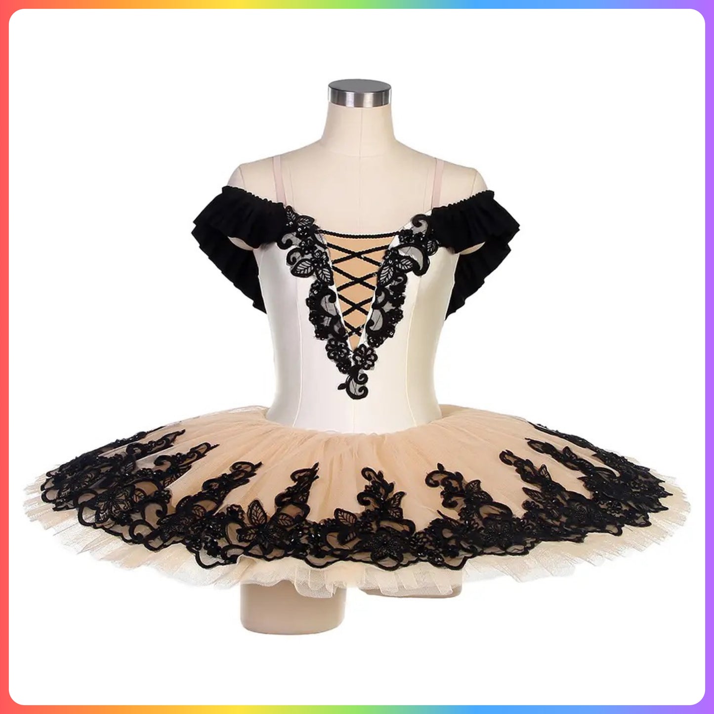 Ivory / White & Black Professional Ballet Pancake Tutu (Child & Adult sizes)