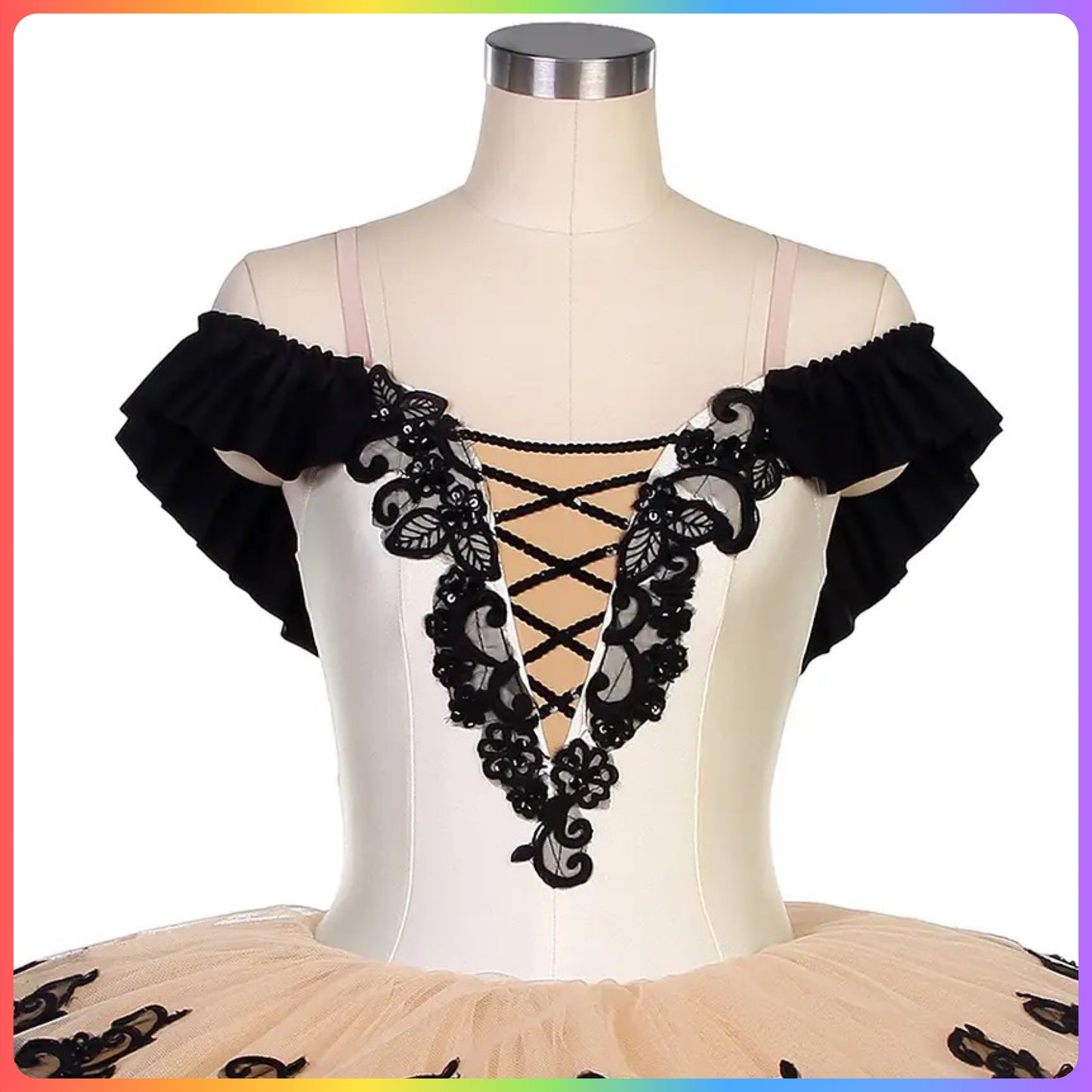 Ivory / White & Black Professional Ballet Pancake Tutu (Child & Adult sizes)