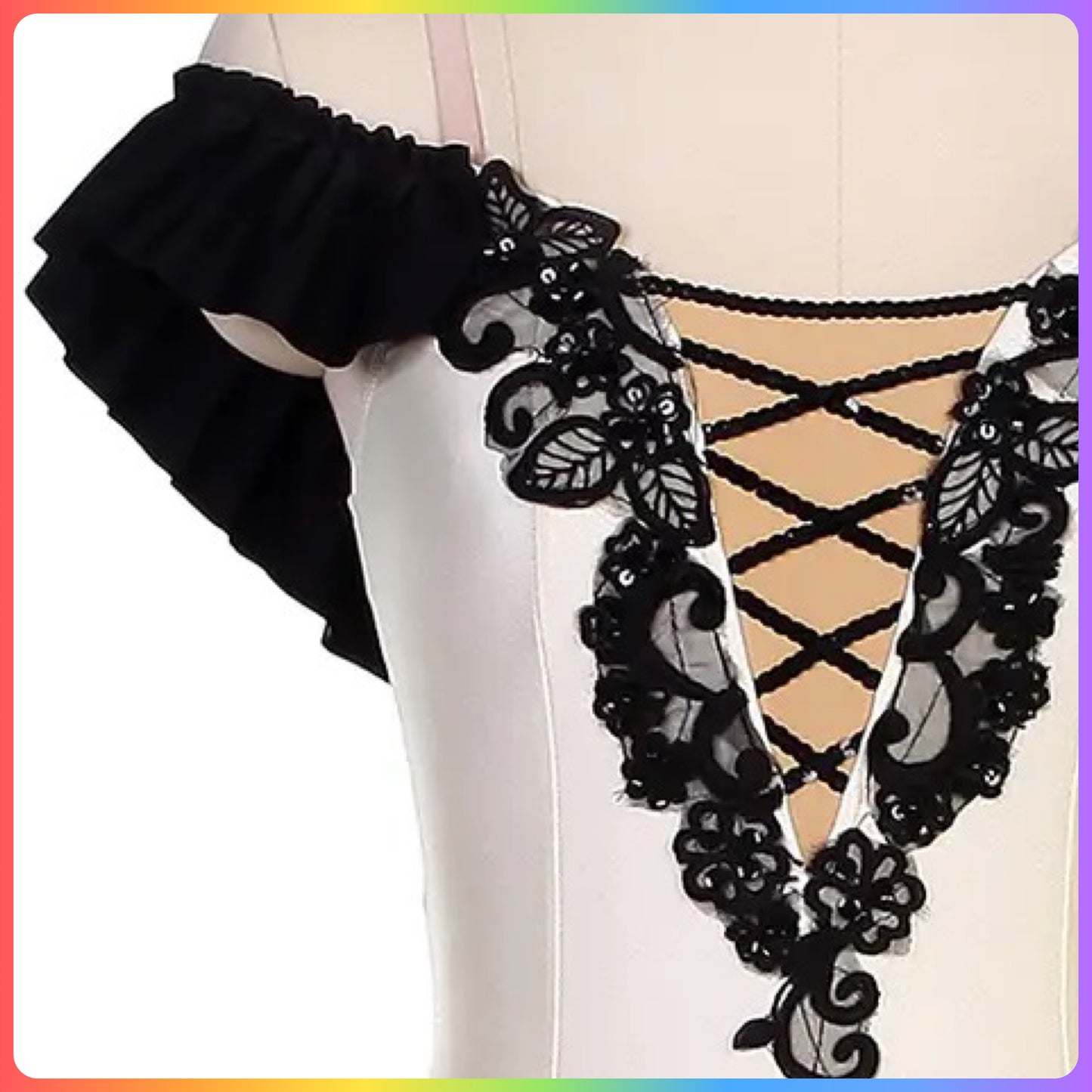 Ivory / White & Black Professional Ballet Pancake Tutu (Child & Adult sizes)