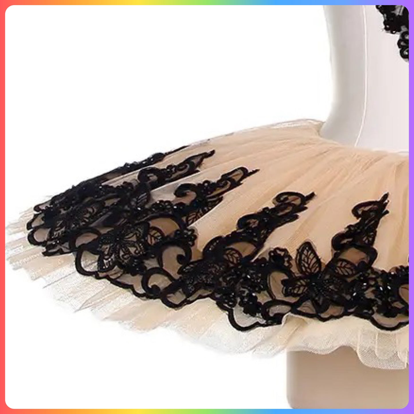 Ivory / White & Black Professional Ballet Pancake Tutu (Child & Adult sizes)