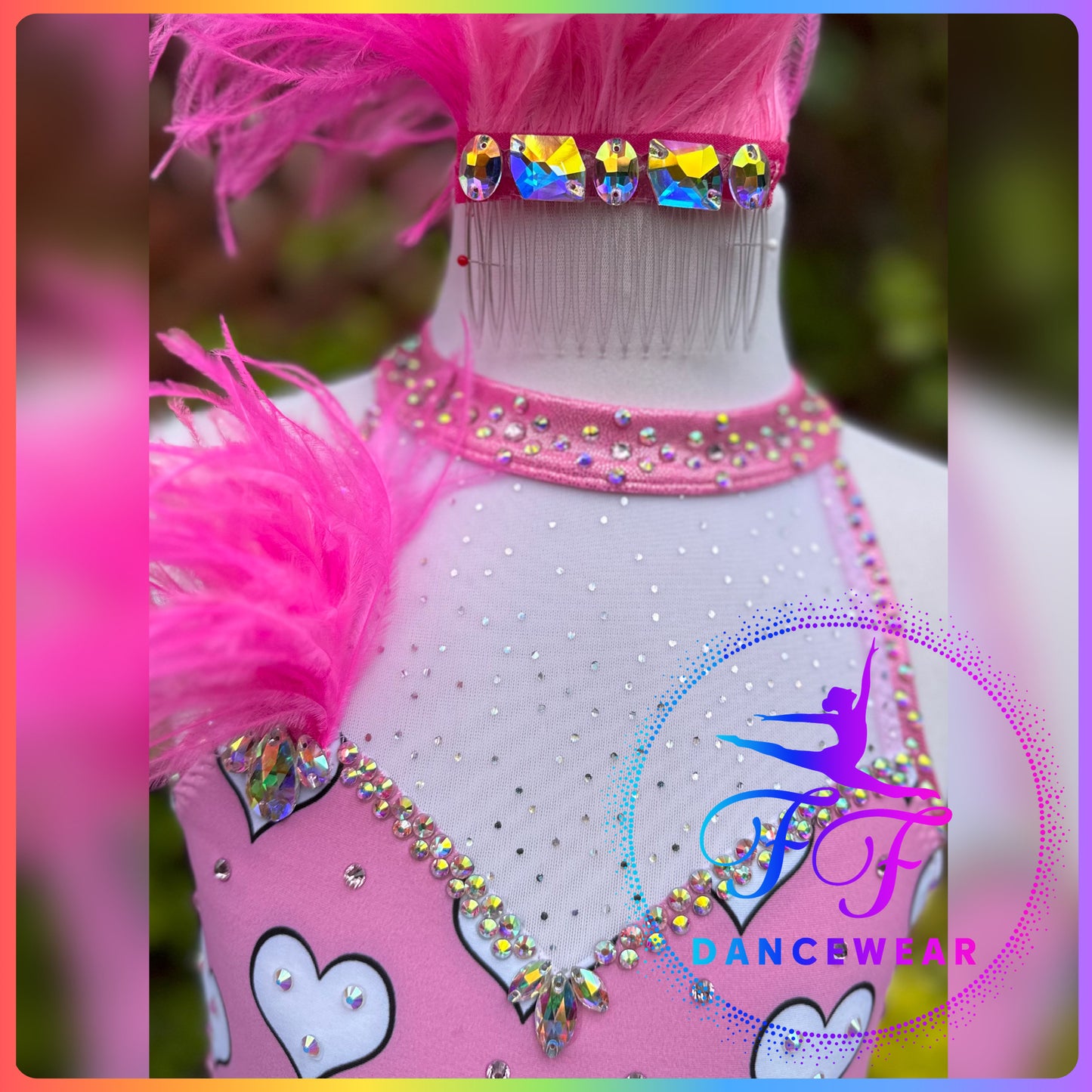 BESPOKE Pink Milkshake Heart Print Modern / Tap / Jazz Dance Costume (Size 0 - 5/6 yrs)