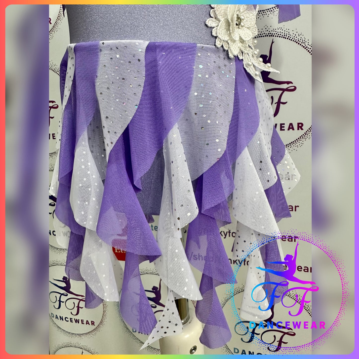 BESPOKE Lilac Lyrical / Contemporary Dance Costume Waterfall Skirted Leotard (Size 0 - 5/6 yrs)