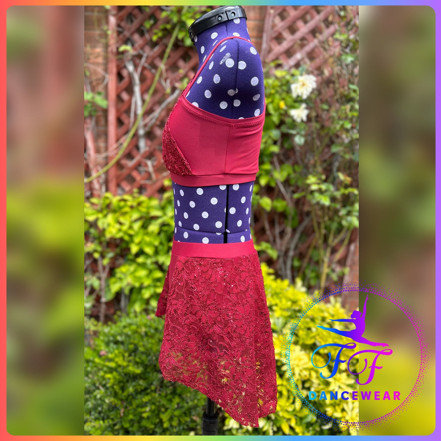 BESPOKE Burgundy Lace Lyrical / Contemporary Dance Costume (Size 3a - 11/12 yrs)