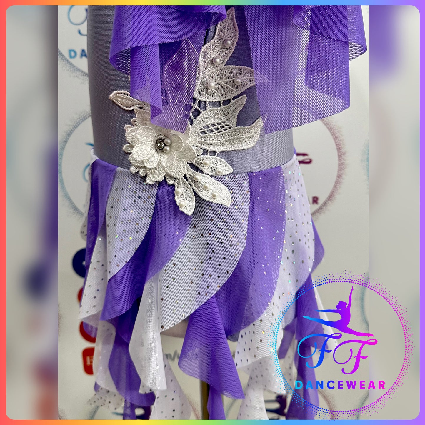 BESPOKE Lilac Lyrical / Contemporary Dance Costume Waterfall Skirted Leotard (Size 0 - 5/6 yrs)