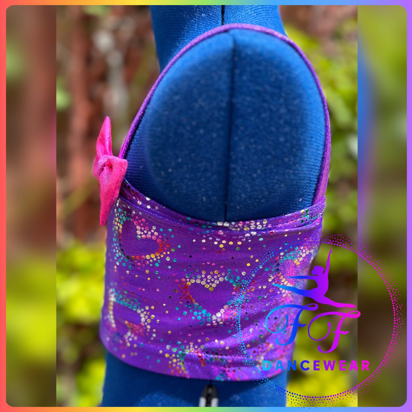 BESPOKE Metallic Purple and Rainbow Hearts Modern / Tap Dance Costume (Size 1 - approx. 7/8 yrs)