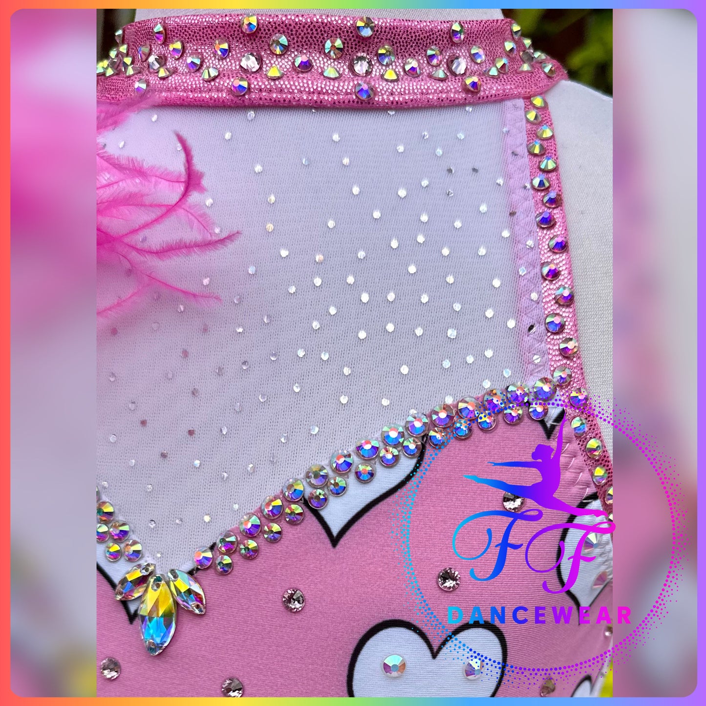 BESPOKE Pink Milkshake Heart Print Modern / Tap / Jazz Dance Costume (Size 0 - 5/6 yrs)
