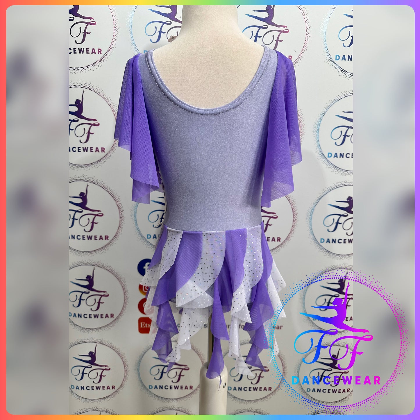 BESPOKE Lilac Lyrical / Contemporary Dance Costume Waterfall Skirted Leotard (Size 0 - 5/6 yrs)