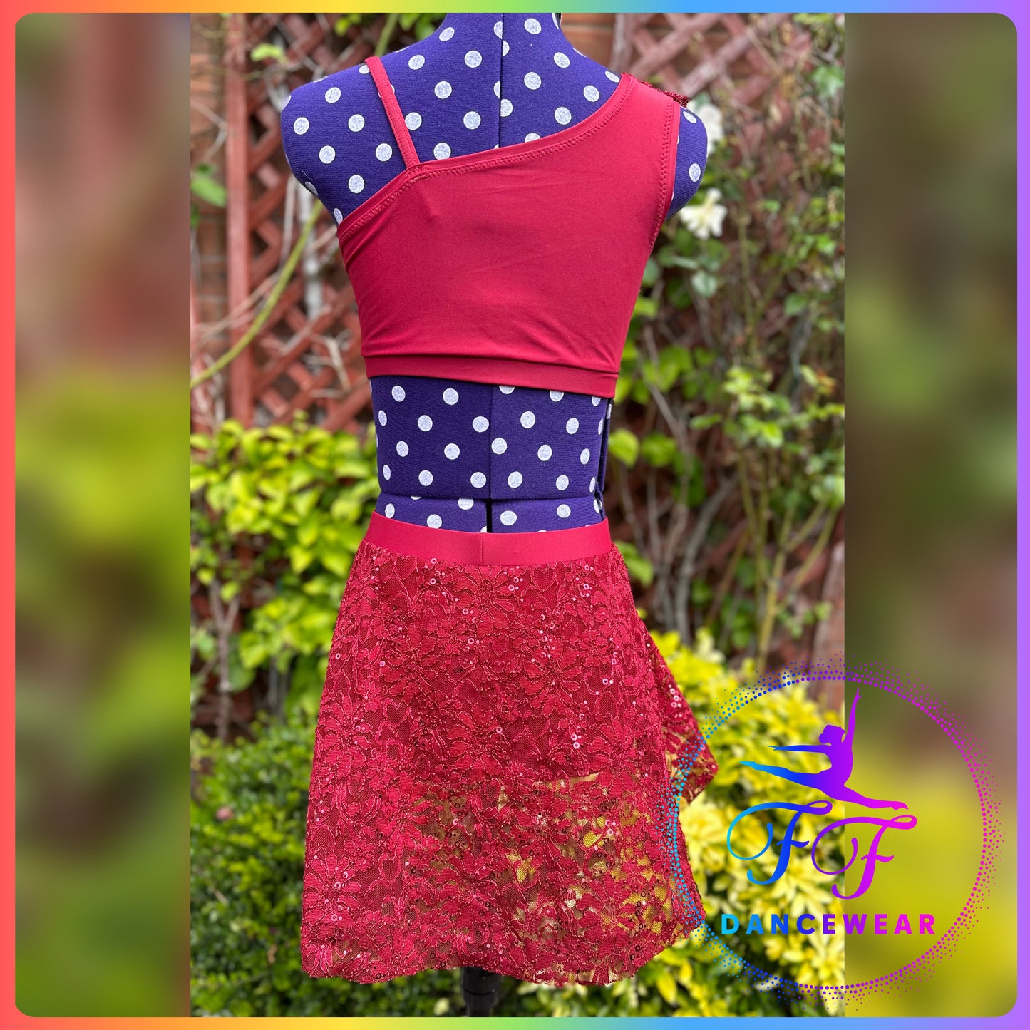 BESPOKE Burgundy Lace Lyrical / Contemporary Dance Costume (Size 3a - 11/12 yrs)