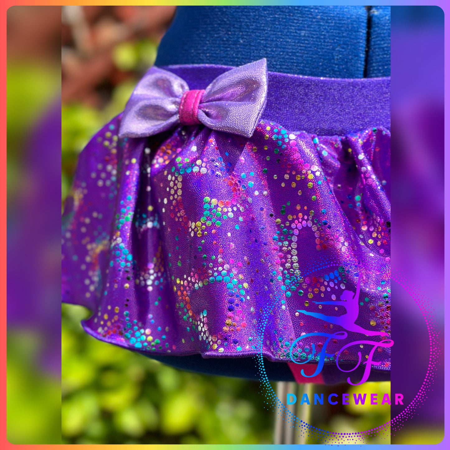BESPOKE Metallic Purple and Rainbow Hearts Modern / Tap Dance Costume (Size 1 - approx. 7/8 yrs)
