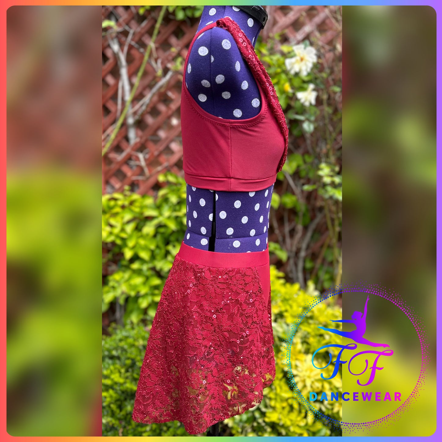 BESPOKE Burgundy Lace Lyrical / Contemporary Dance Costume (Size 3a - 11/12 yrs)