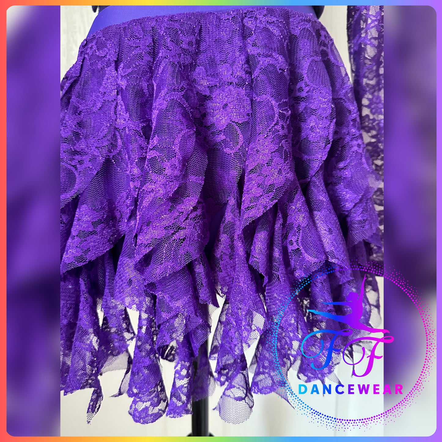 BESPOKE Purple Lace Lyrical / Contemporary Dance Costume (Size - Adult Small)