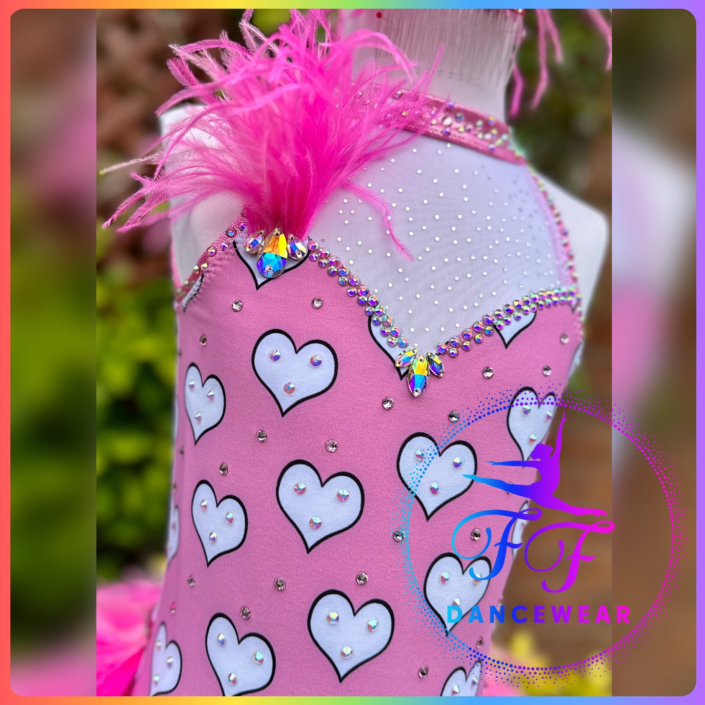 BESPOKE Pink Milkshake Heart Print Modern / Tap / Jazz Dance Costume (Size 0 - 5/6 yrs)