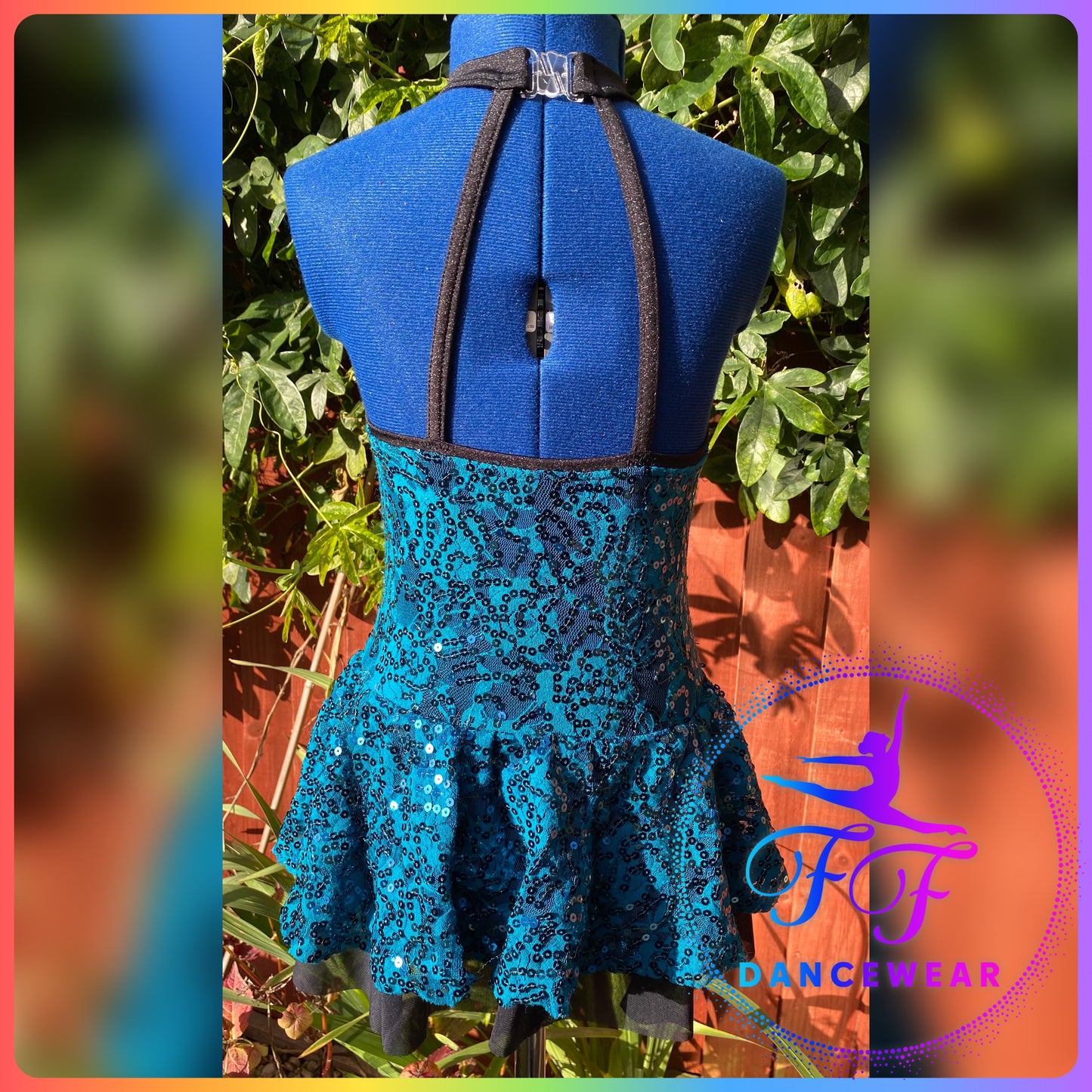 Teal Stretch Sequin Lace Bespoke Modern / Tap Dance Costume (Size 1 7/8yrs)