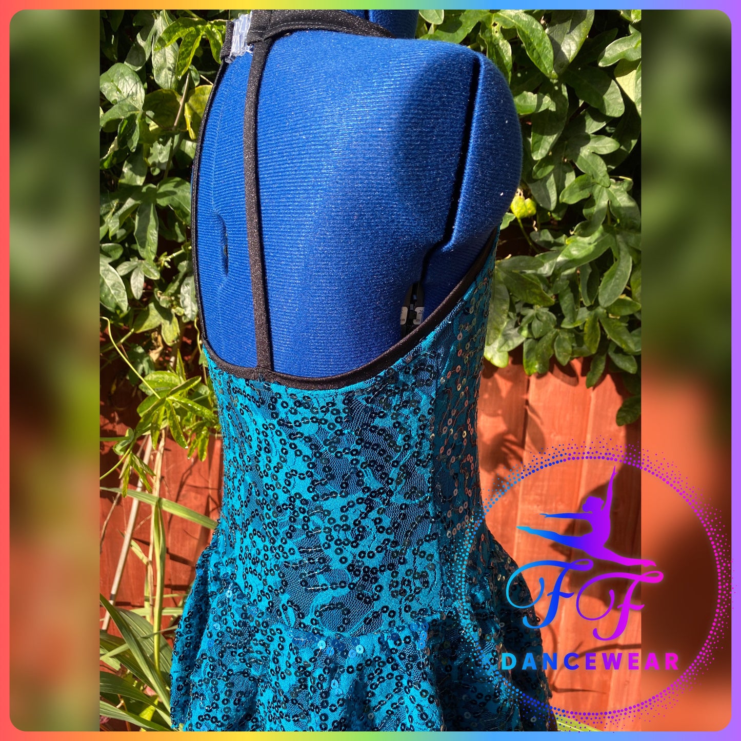 Teal Stretch Sequin Lace Bespoke Modern / Tap Dance Costume (Size 1 7/8yrs)