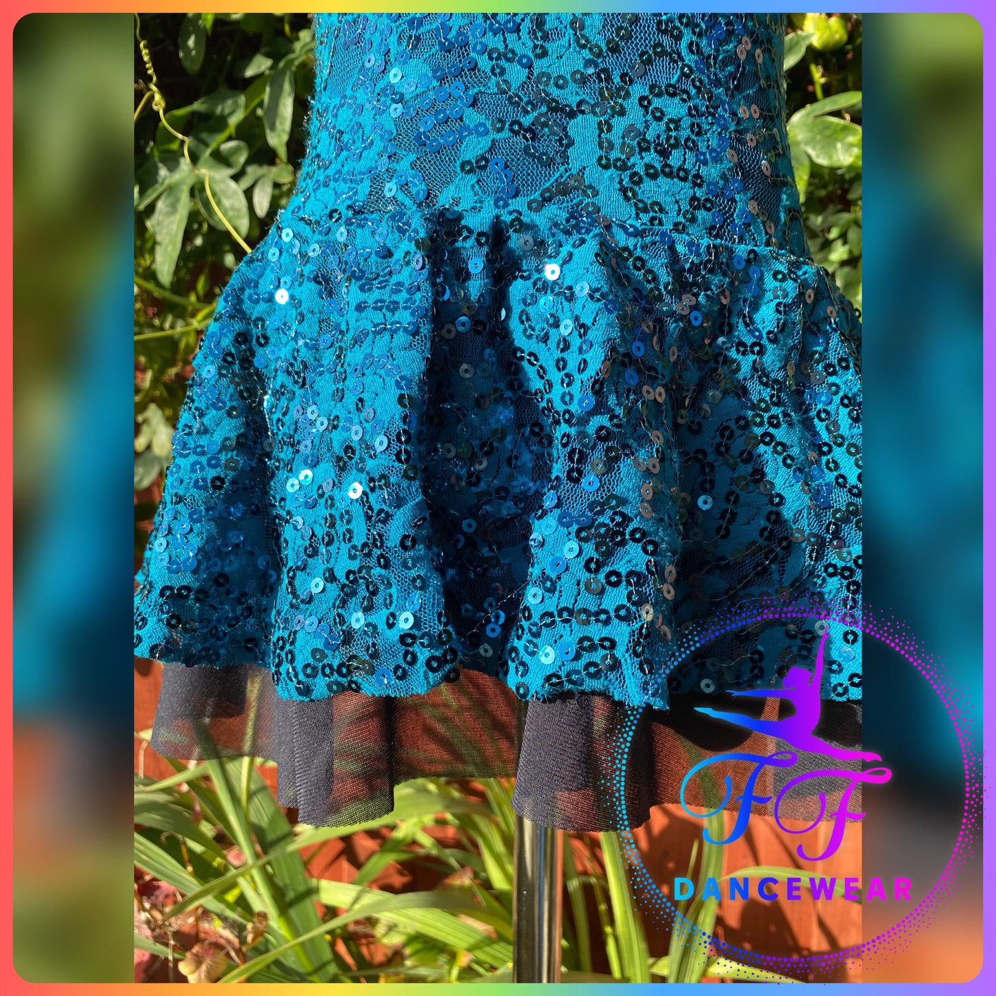 Teal Stretch Sequin Lace Bespoke Modern / Tap Dance Costume (Size 1 7/8yrs)