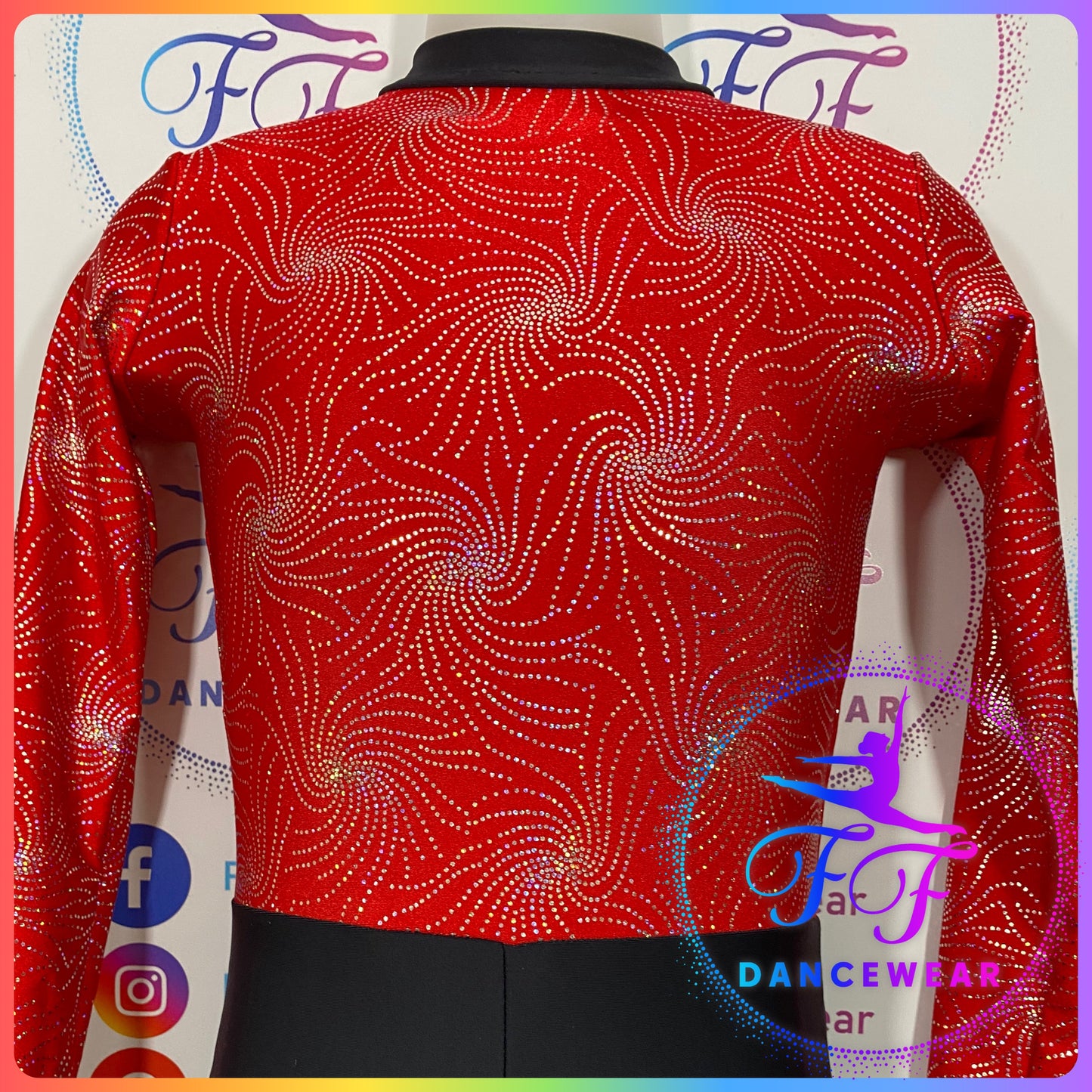 Red & Black Unitard Modern / Acro Dance Costume (Size 0 - 5/6 yrs)