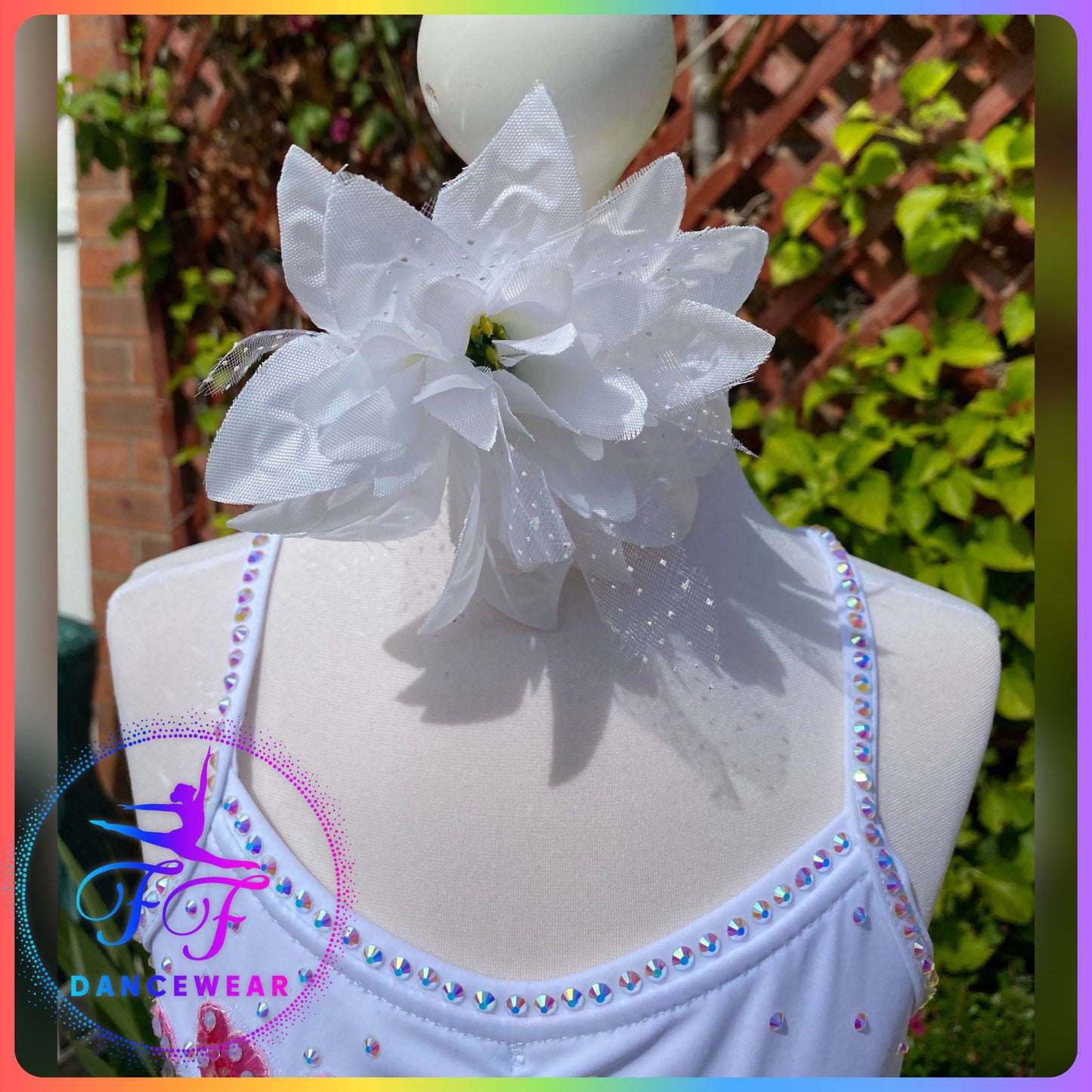 White Bespoke Stoned Lyrical / Contemporary Dance Costume (Size 1 - approx 7/8yrs)