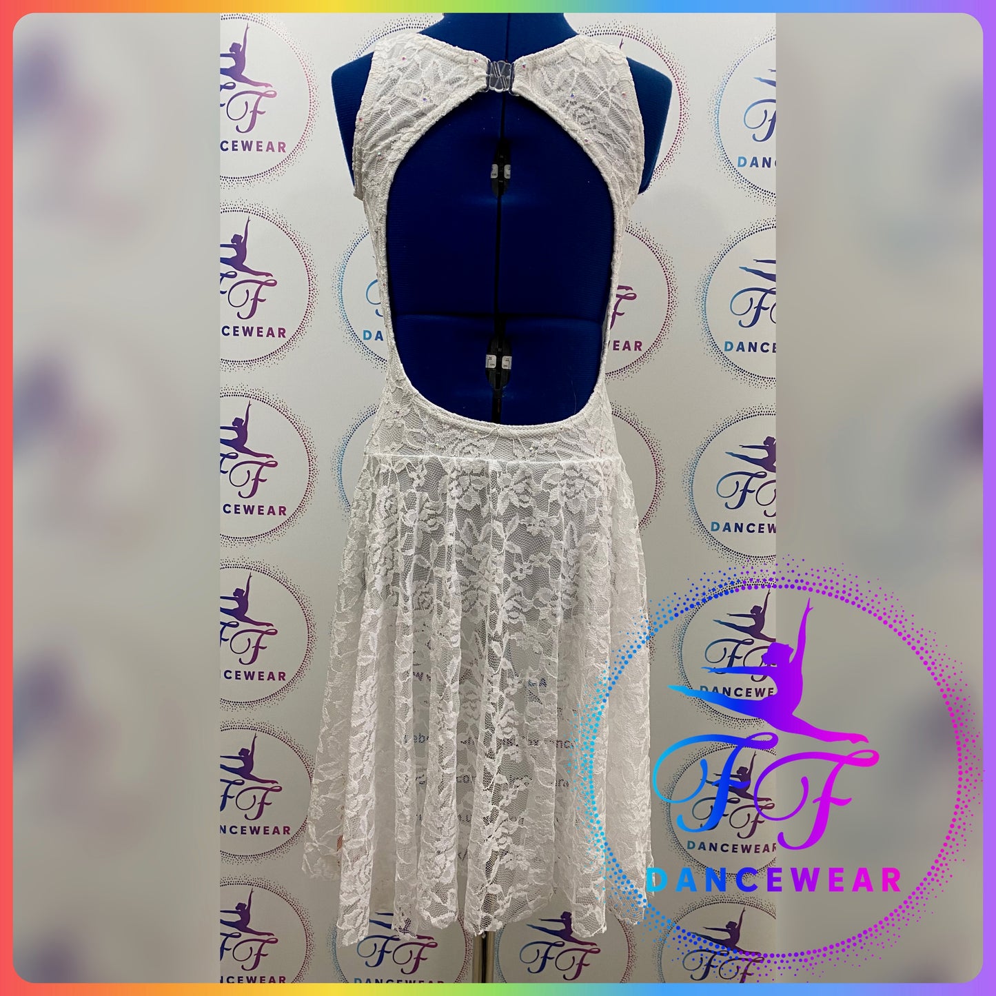 White Lace Bespoke Stoned Lyrical / Contemporary Dance Costume (Size 1 - 7/8yrs approx)