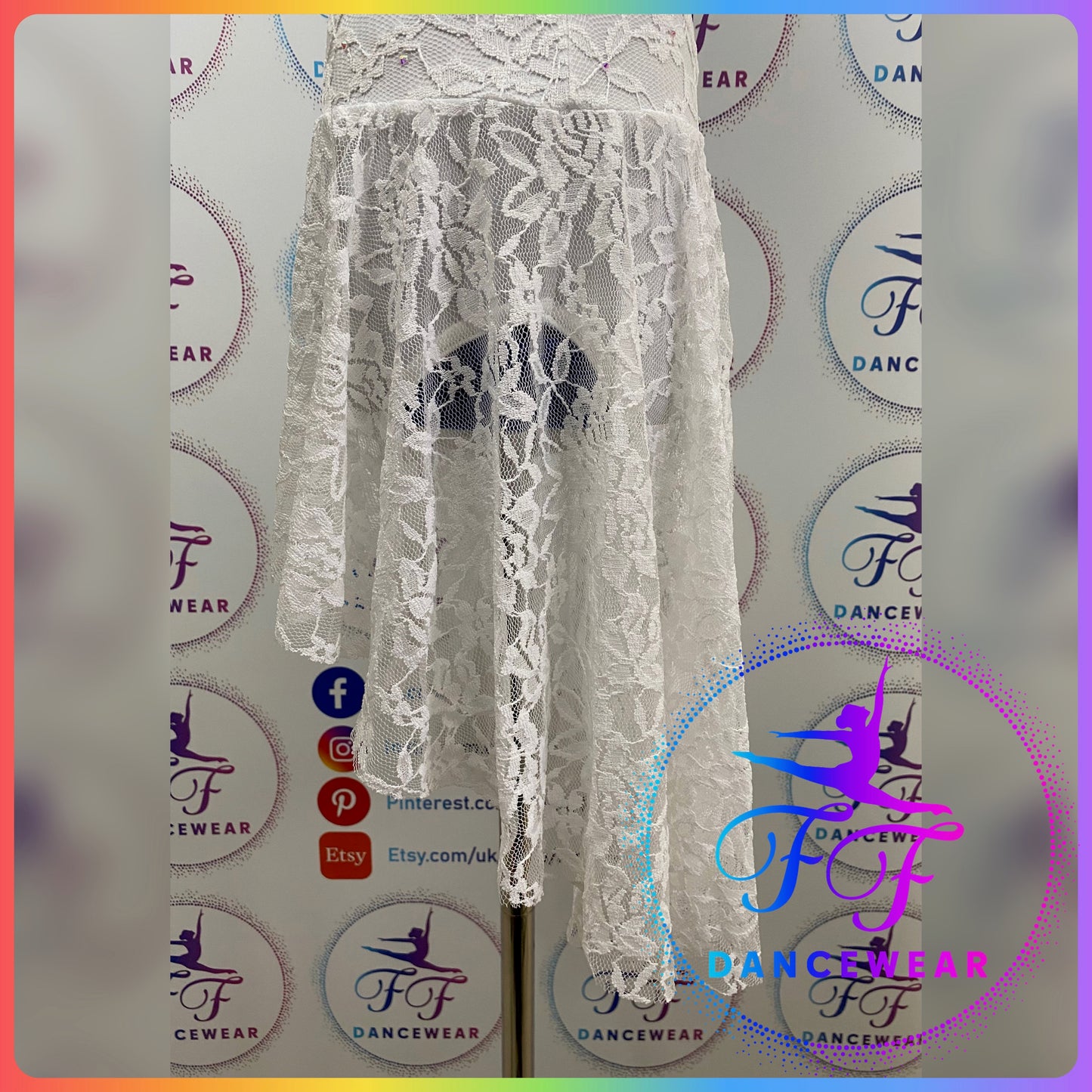 White Lace Bespoke Stoned Lyrical / Contemporary Dance Costume (Size 1 - 7/8yrs approx)