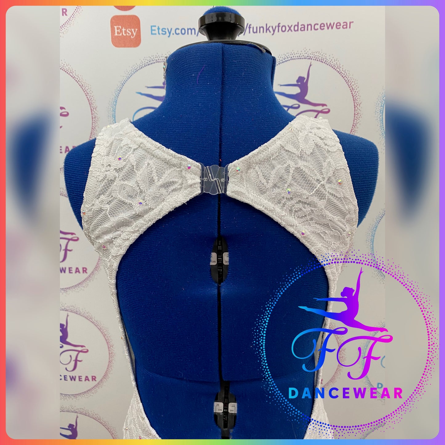 White Lace Bespoke Stoned Lyrical / Contemporary Dance Costume (Size 1 - 7/8yrs approx)