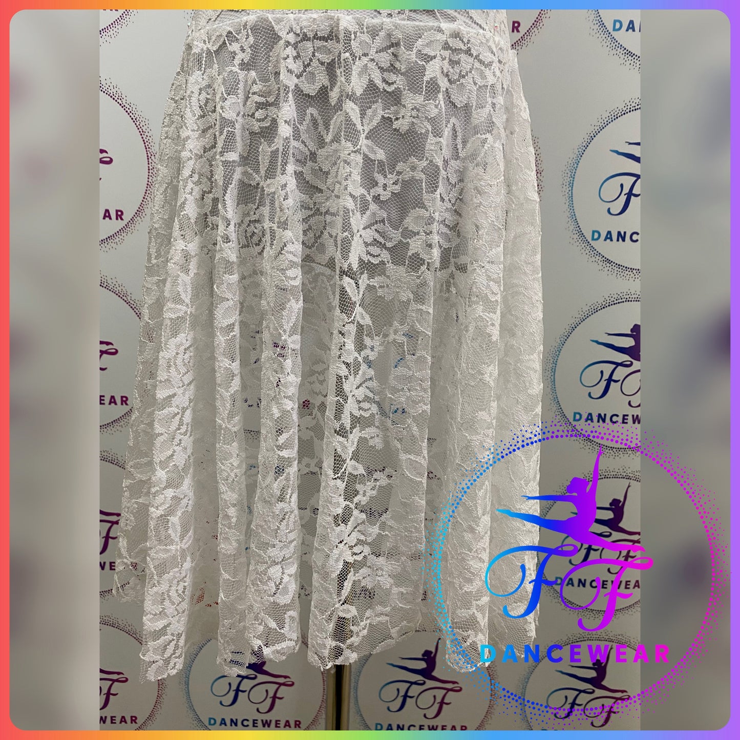 White Lace Bespoke Stoned Lyrical / Contemporary Dance Costume (Size 1 - 7/8yrs approx)