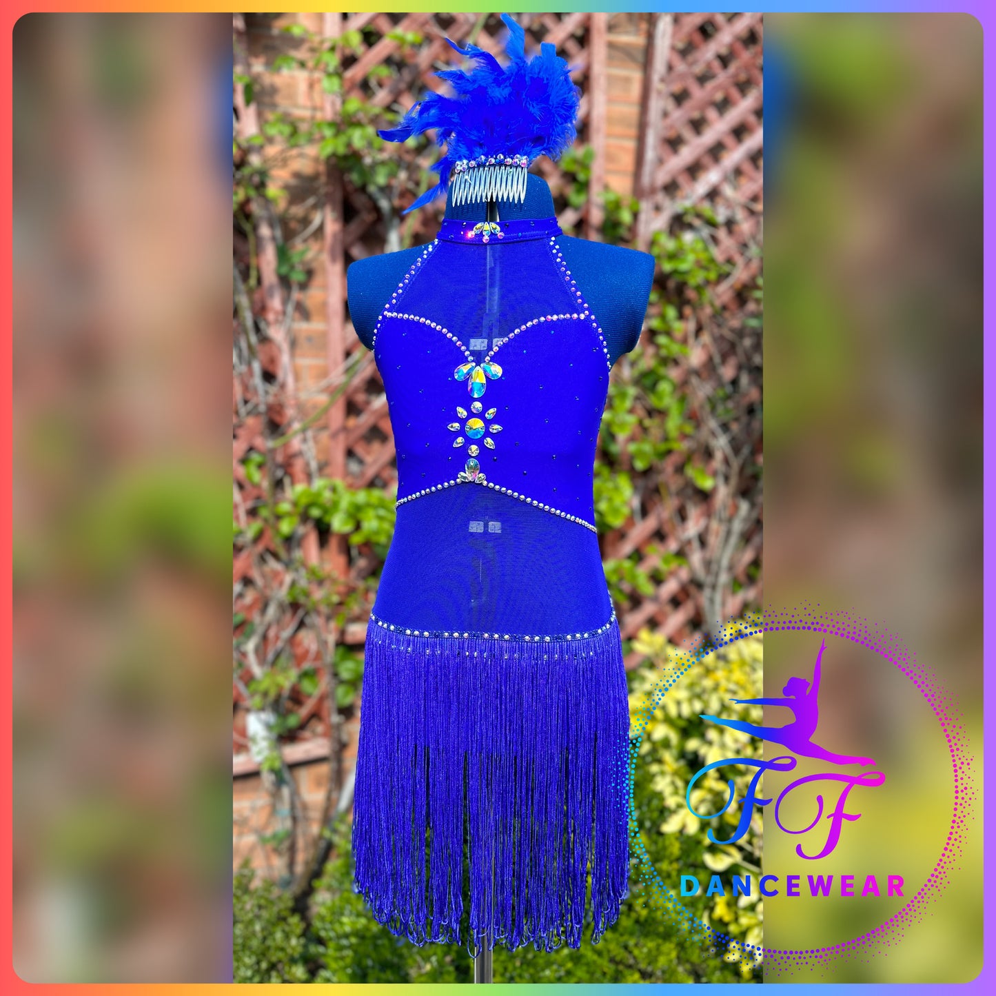 Sapphire Blue Bespoke Stoned Modern / Tap / Jazz Dance Costume (Size 3a - 11/12 yrs approx)
