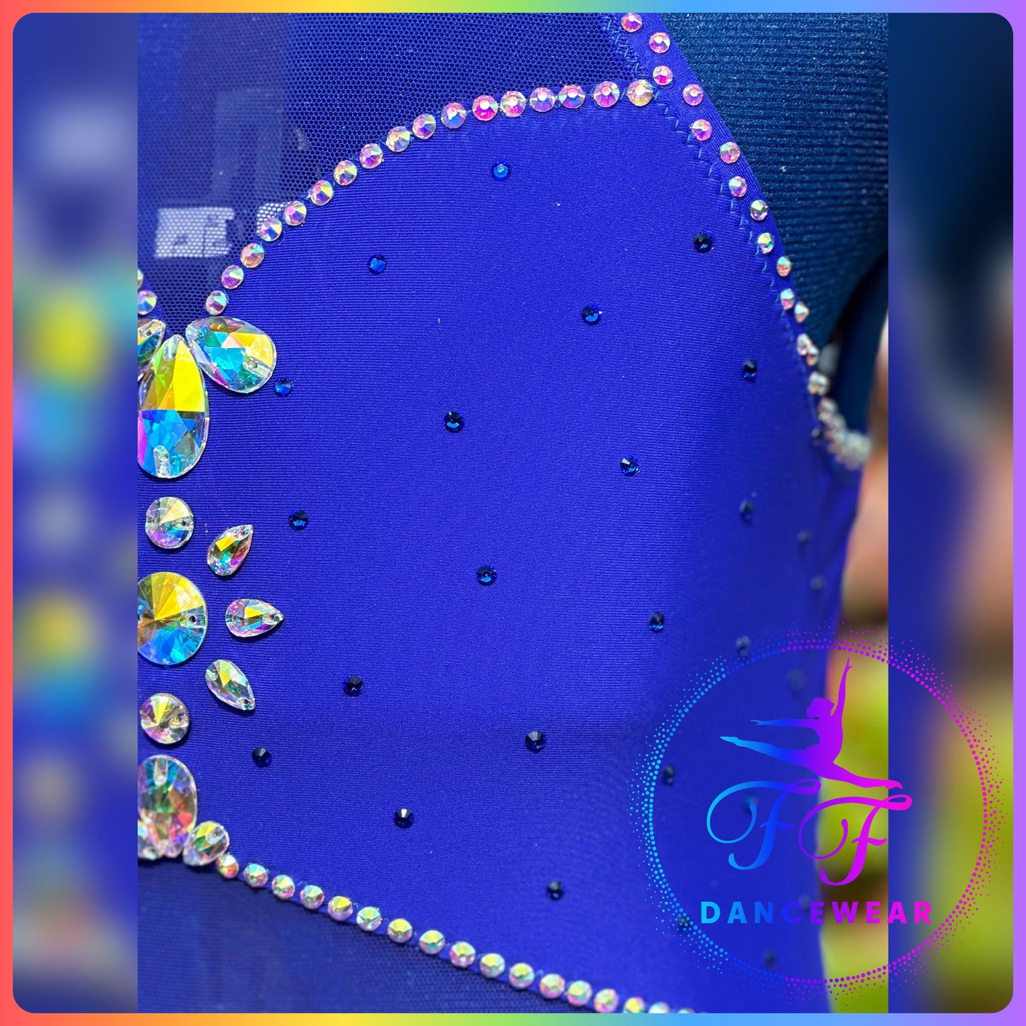 Sapphire Blue Bespoke Stoned Modern / Tap / Jazz Dance Costume (Size 3a - 11/12 yrs approx)