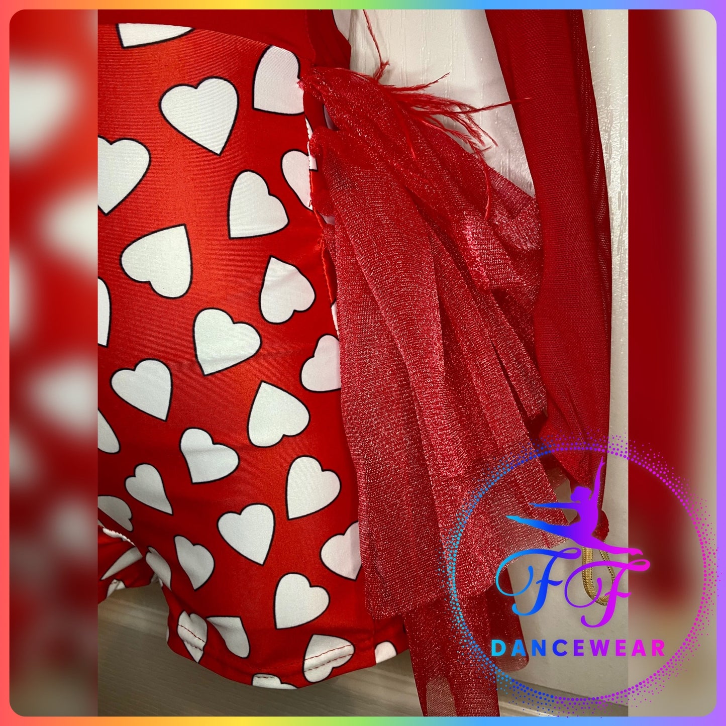 Red Hearts Modern / Tap / Jazz Dance Costume (Size 1 - 7/8 yrs)