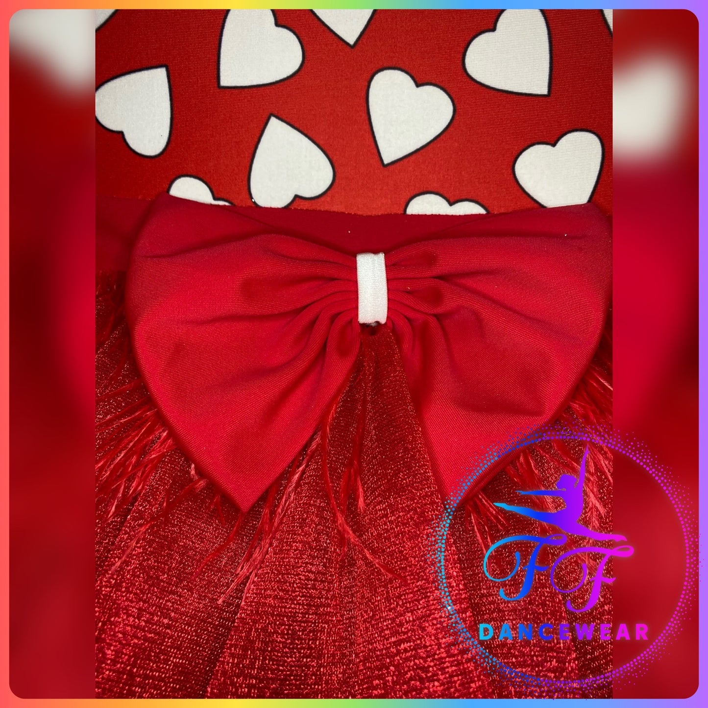 Red Hearts Modern / Tap / Jazz Dance Costume (Size 1 - 7/8 yrs)
