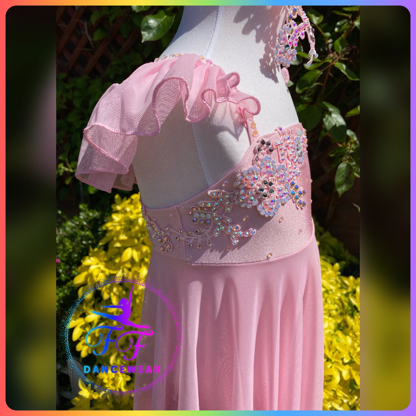 Baby Pink Bespoke Stoned Lyrical / Contemporary Dance Costume (Size 0 5/6yrs)