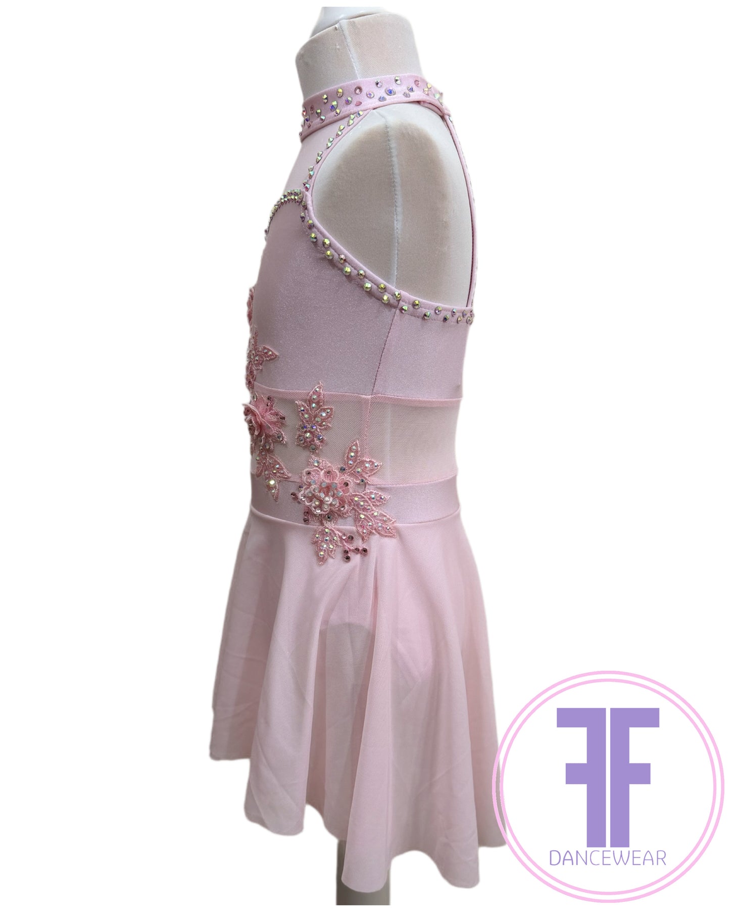 BESPOKE Sugar Pink Stoned Lyrical / Contemporary Dance Costume (5/6yrs)