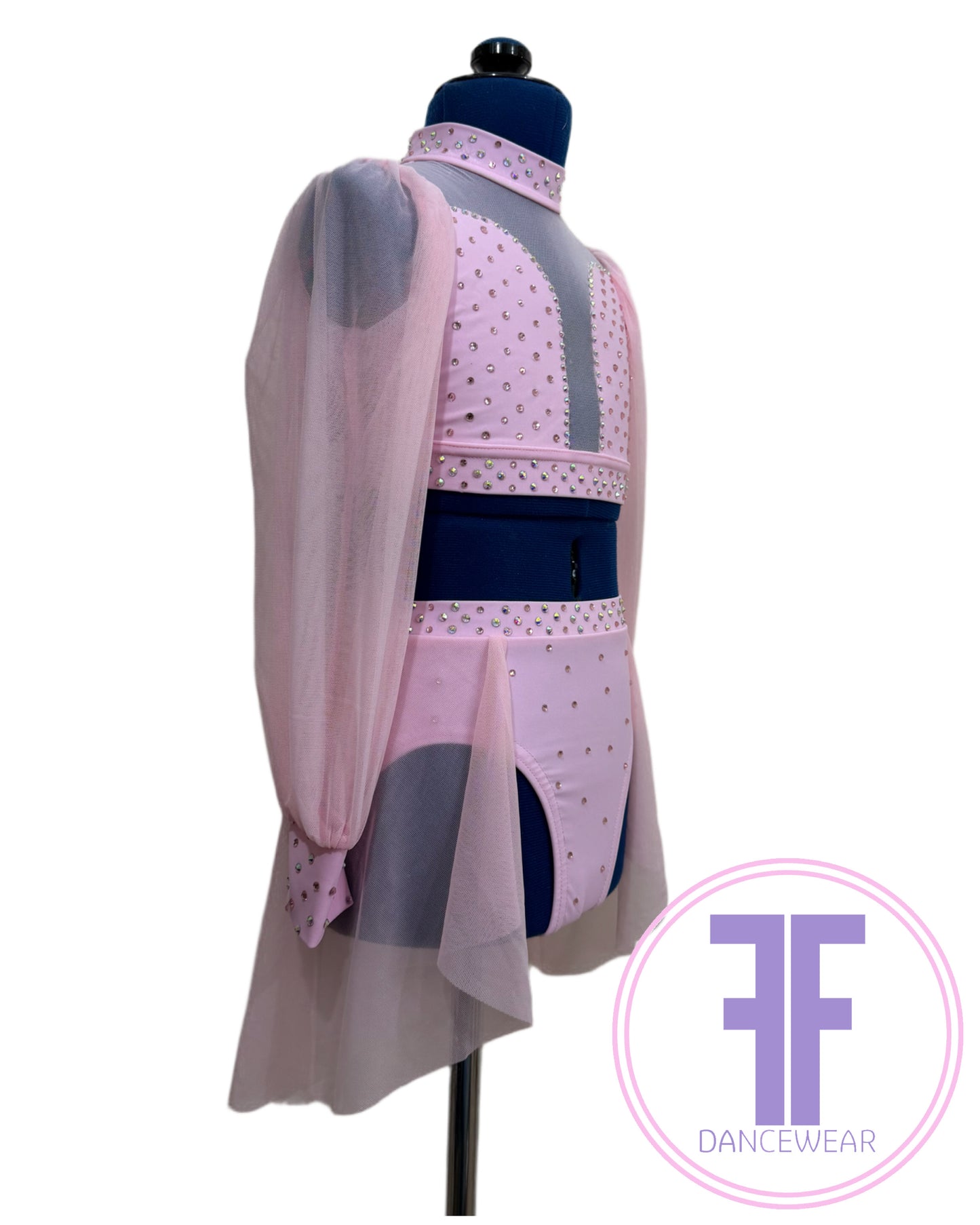 Bespoke Baby Pink Stoned Lyrical / Contemporary Dance Costume (7/8 yrs)