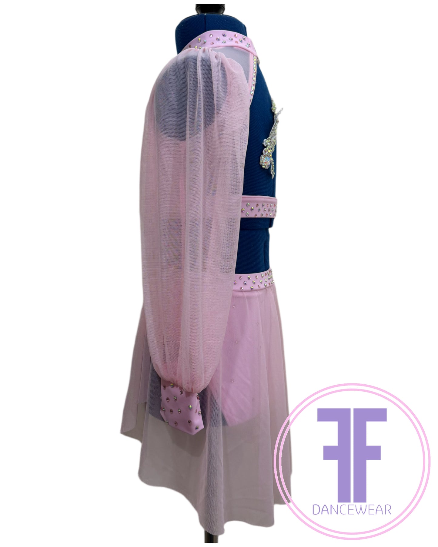 Bespoke Baby Pink Stoned Lyrical / Contemporary Dance Costume (7/8 yrs)