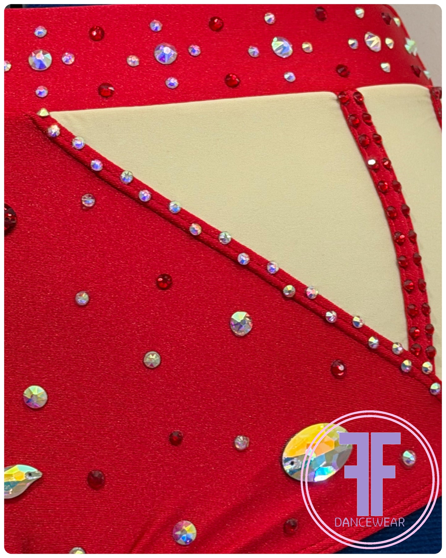 BESPOKE Red Stoned Modern / Tap / Acro Dance Costume (AS)