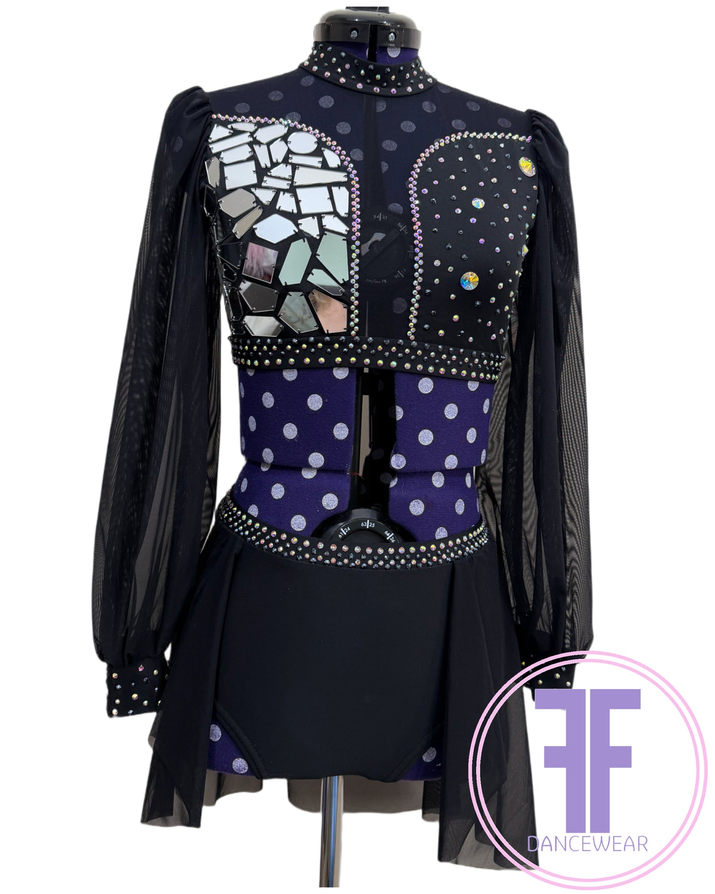 BESPOKE Black Stoned Dance Costume Lyrical / Contemporary Dance Costume (Adult Small)