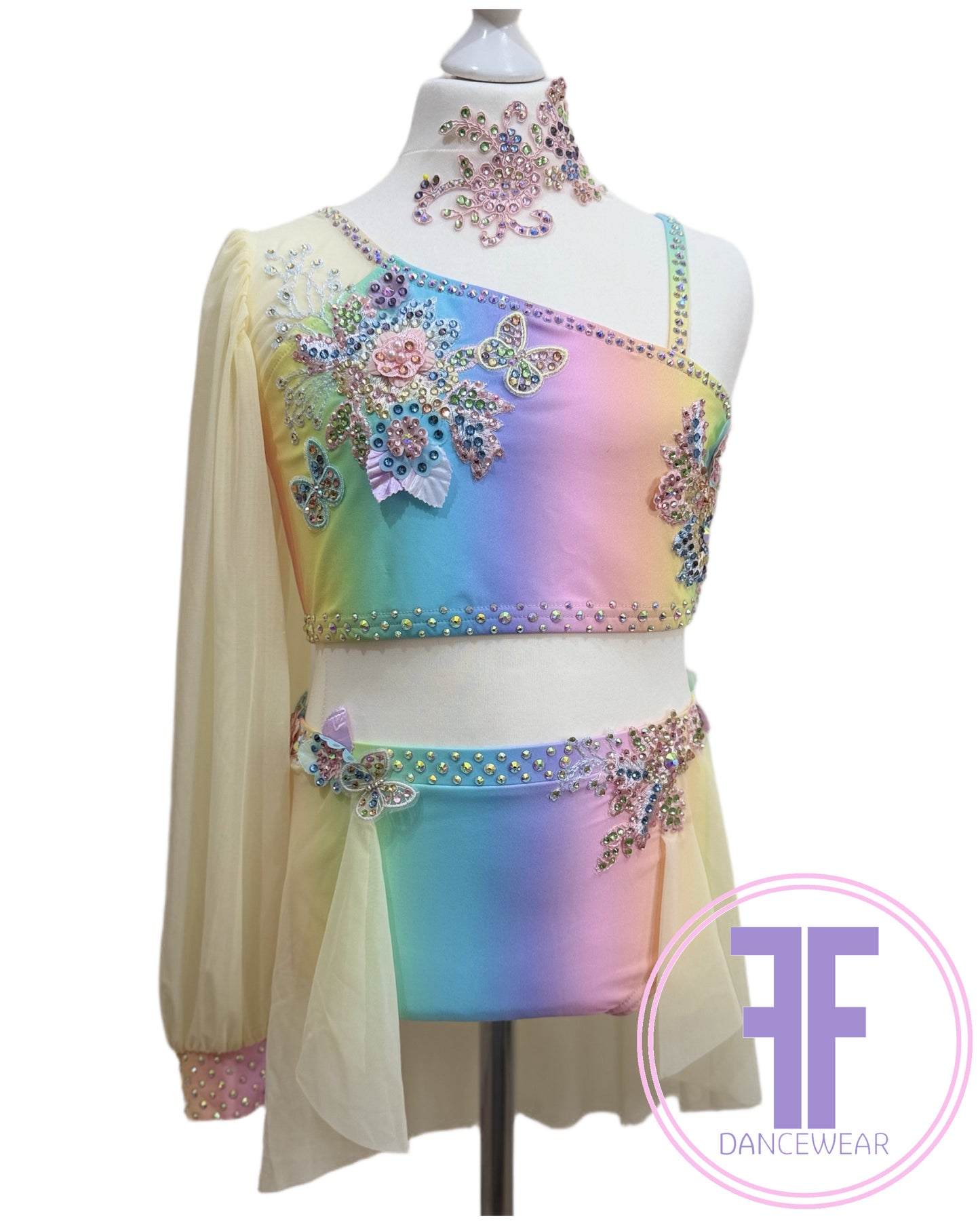 MELODY Pastel Rainbow & Lemon Stoned Lyrical / Contemporary Dance Costume (13/14 yrs)