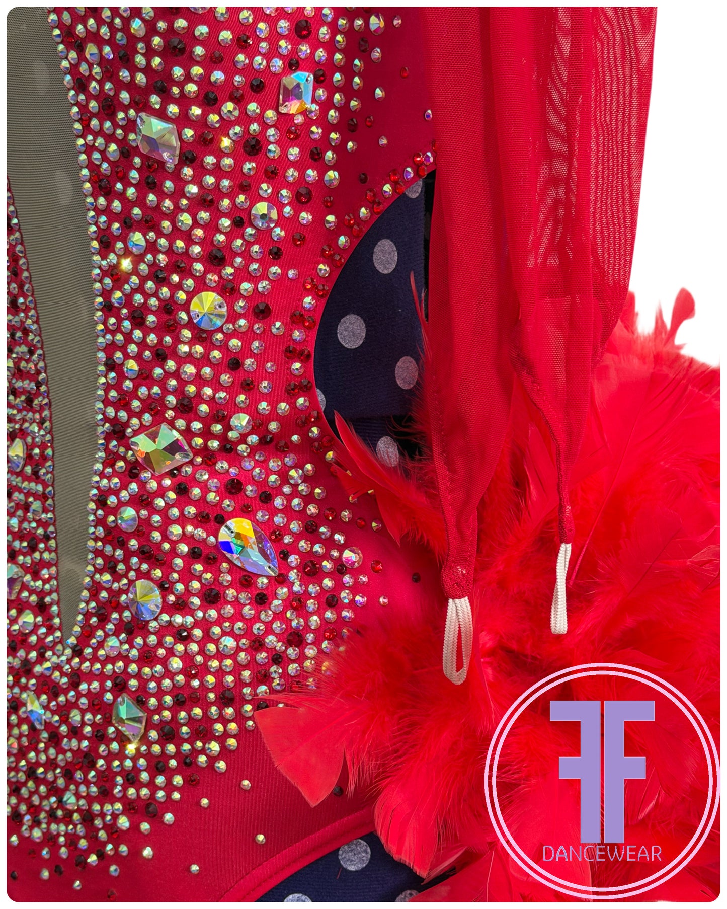 BESPOKE Red Feather Bustle Stoned Modern / Acro / Tap Dance Costume (AS)