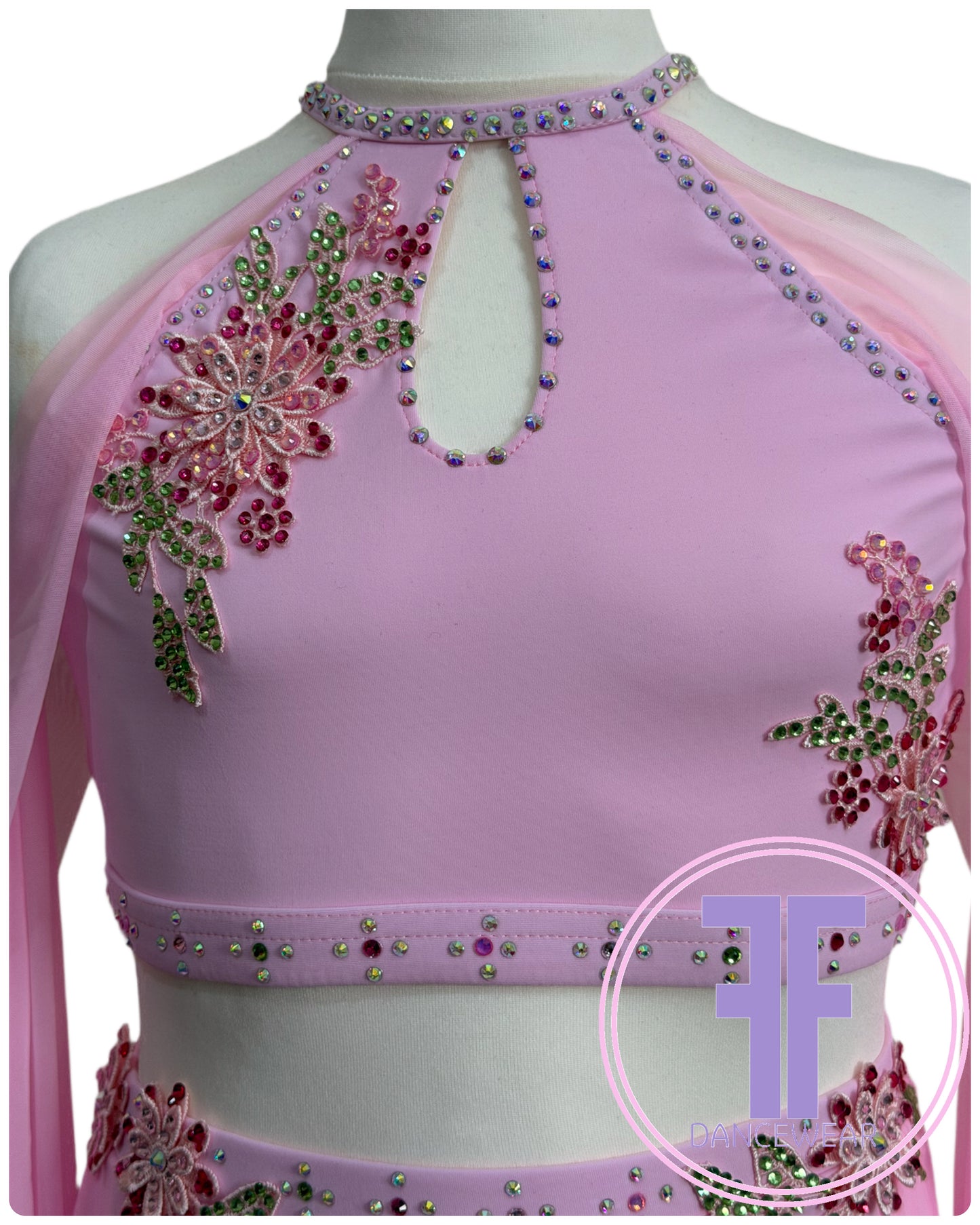 BESPOKE Pink Stoned Lyrical / Contemporary Dance Costume (11/12 yrs)