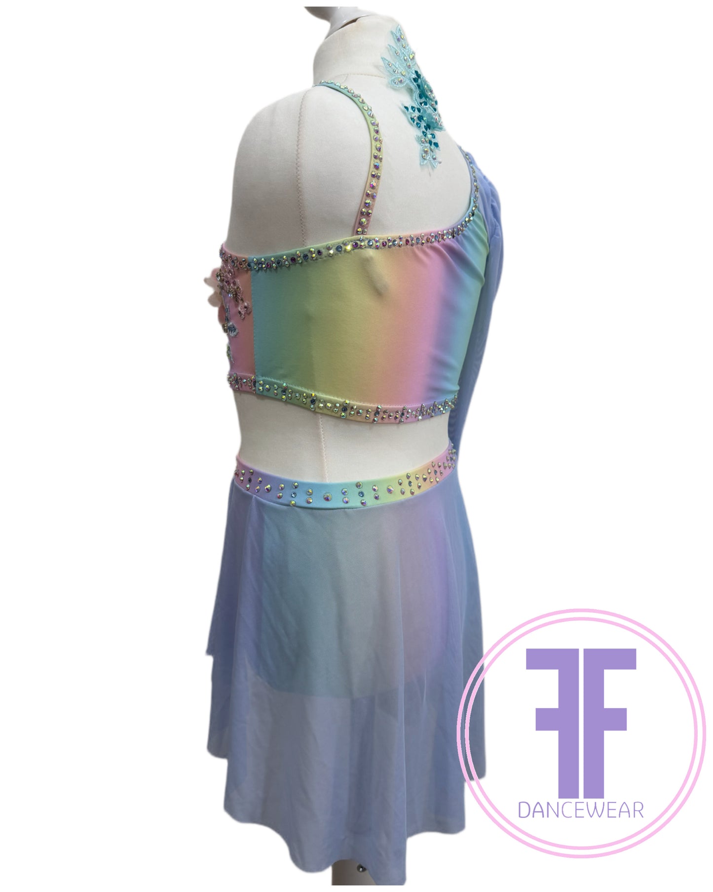 MELODY Pastel Rainbow & Blue Lyrical / Contemporary Dance Costume (11/12 yrs)