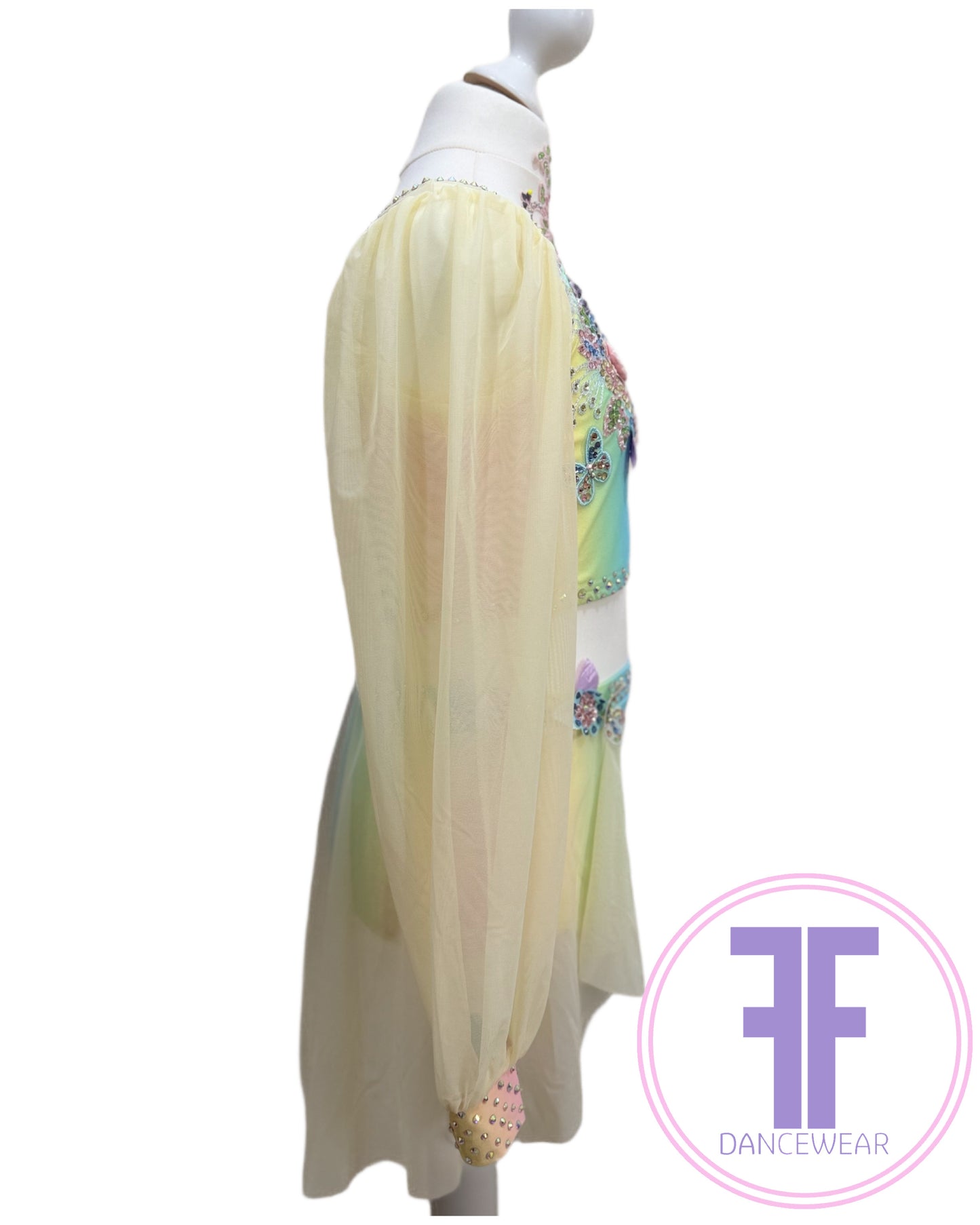 MELODY Pastel Rainbow & Lemon Stoned Lyrical / Contemporary Dance Costume (13/14 yrs)