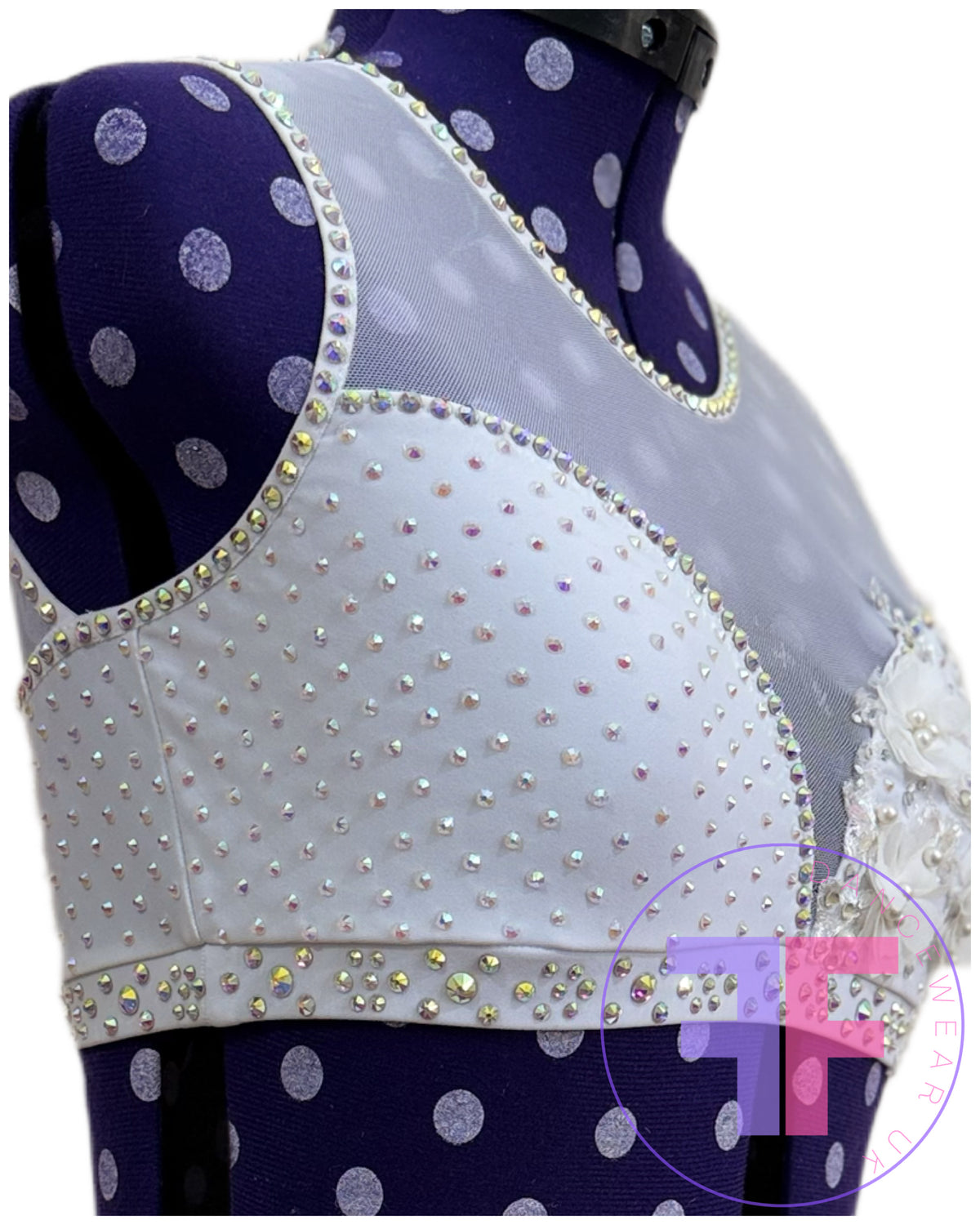 Bespoke White Stoned Lyrical / Contemporary Dance Costume (AXS)
