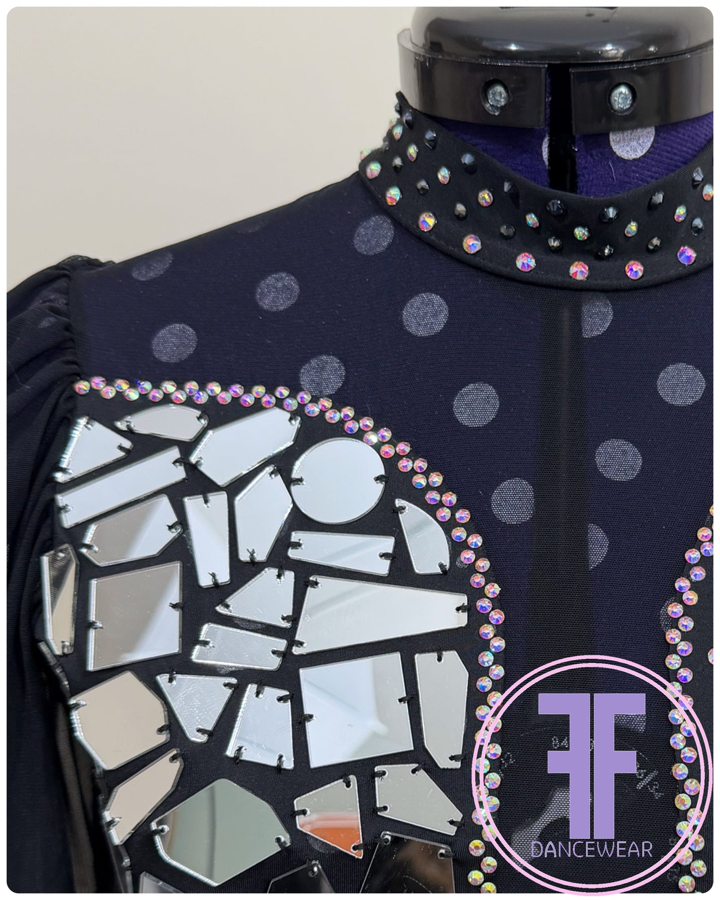 BESPOKE Black Stoned Dance Costume Lyrical / Contemporary Dance Costume (Adult Small)