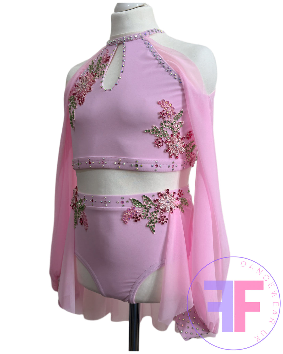 BESPOKE Pink Stoned Lyrical / Contemporary Dance Costume (LC)