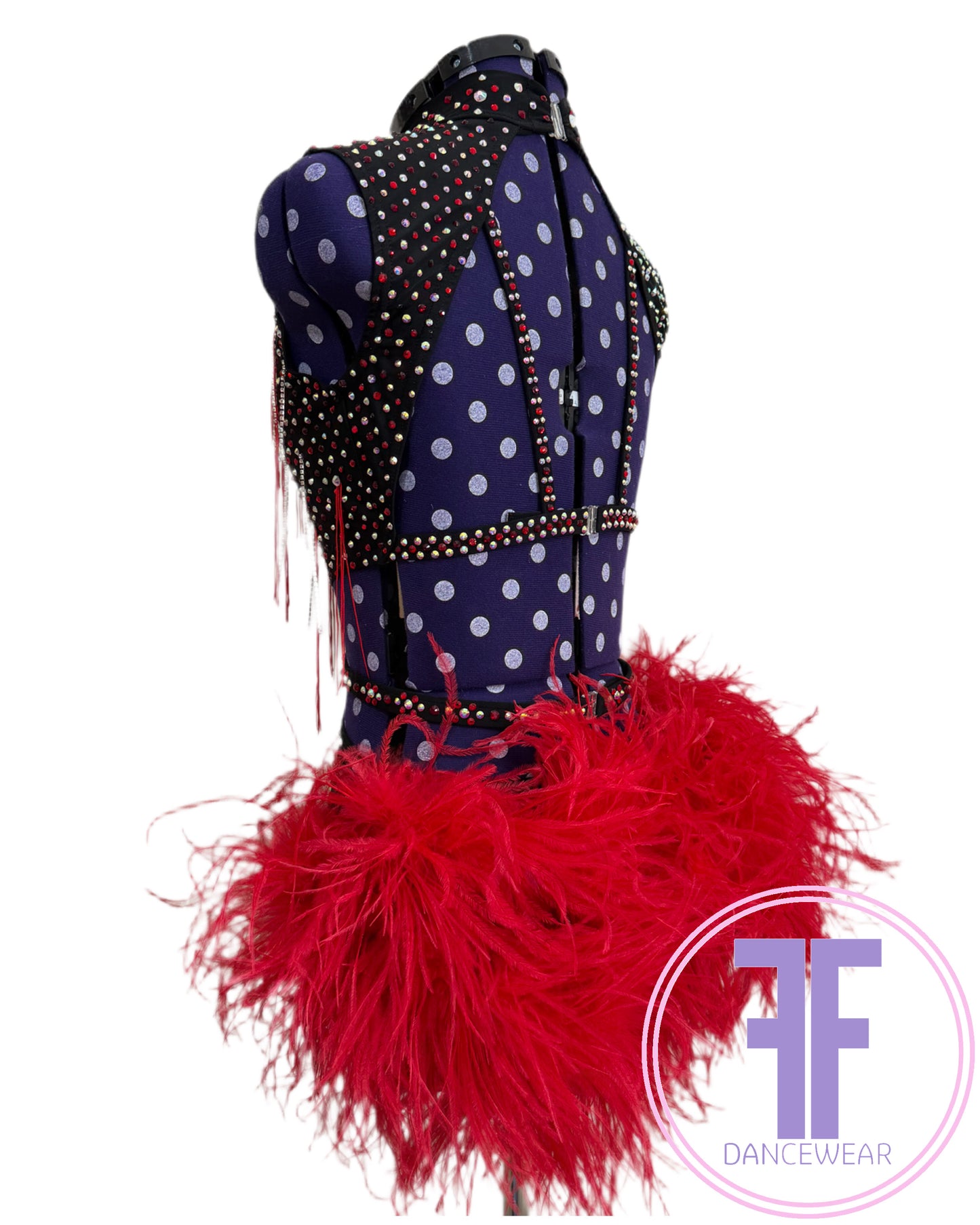 BESPOKE Black & Red Stoned Modern / Jazz / Tap Dance Costume (AS)