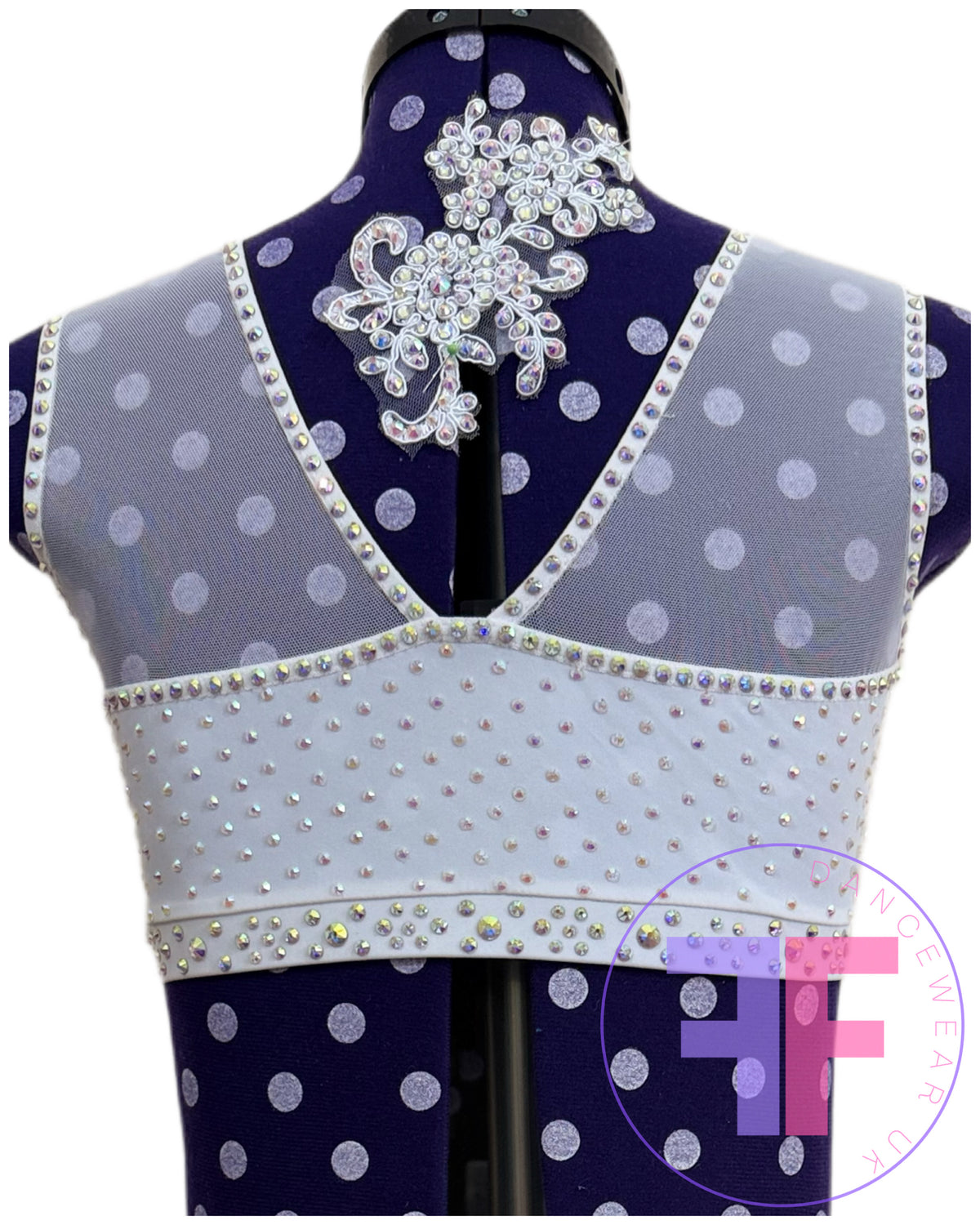 Bespoke White Stoned Lyrical / Contemporary Dance Costume (AXS)