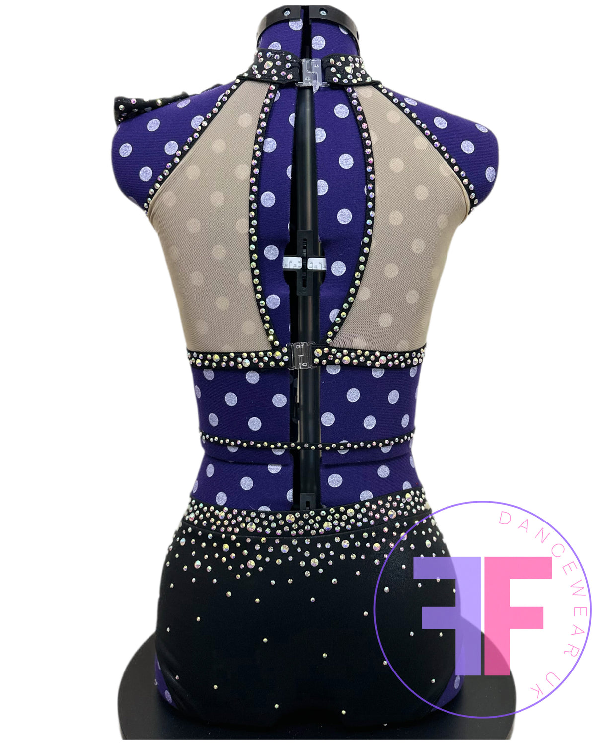BESPOKE Black & Nude Stoned Modern / Tap Dance Costume (Adult Small)
