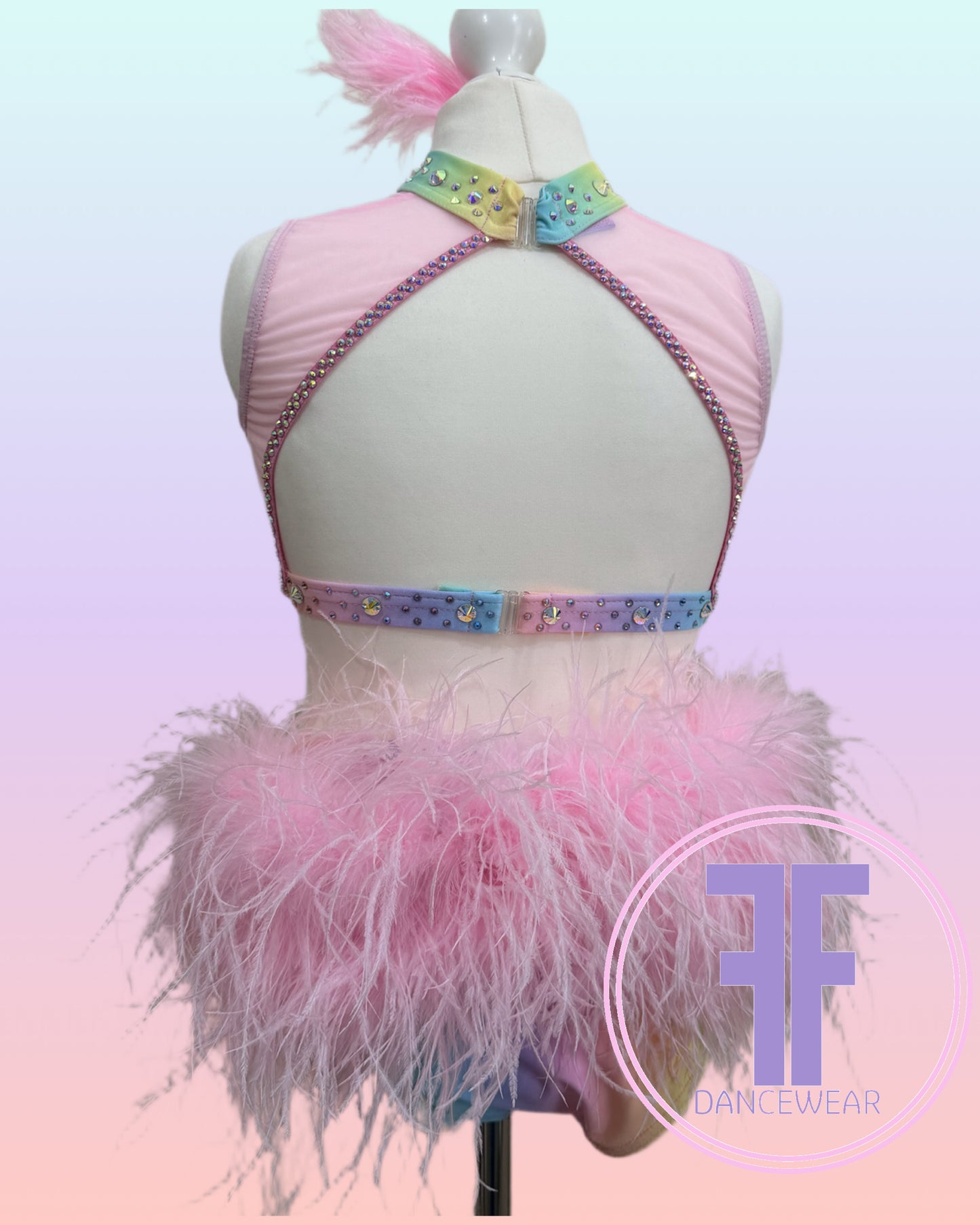 BESPOKE Pastel Rainbow Stoned Modern / Tap Dance Costume (11/12 yrs)