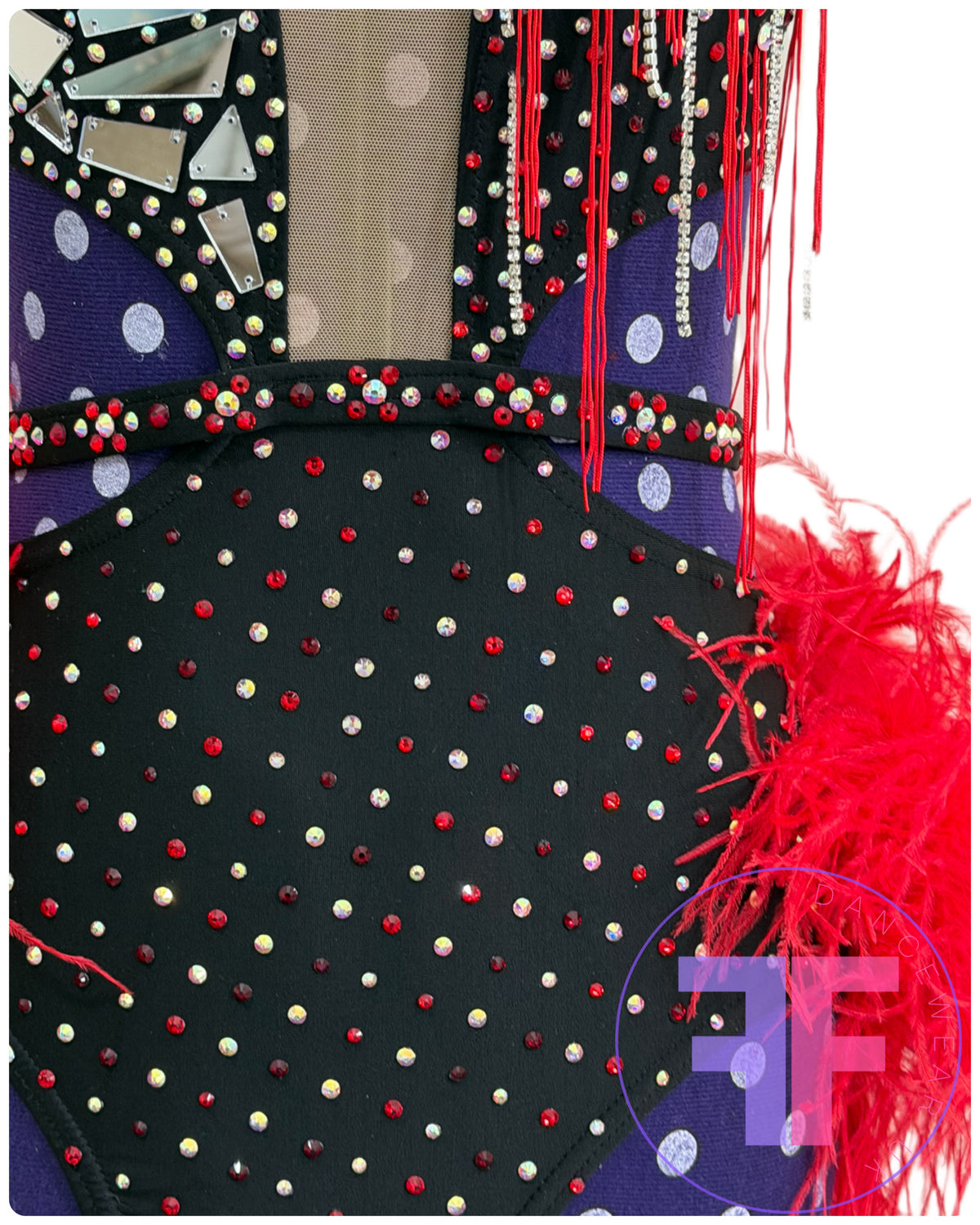 BESPOKE Black & Red Stoned Modern / Jazz / Tap Dance Costume (AS)
